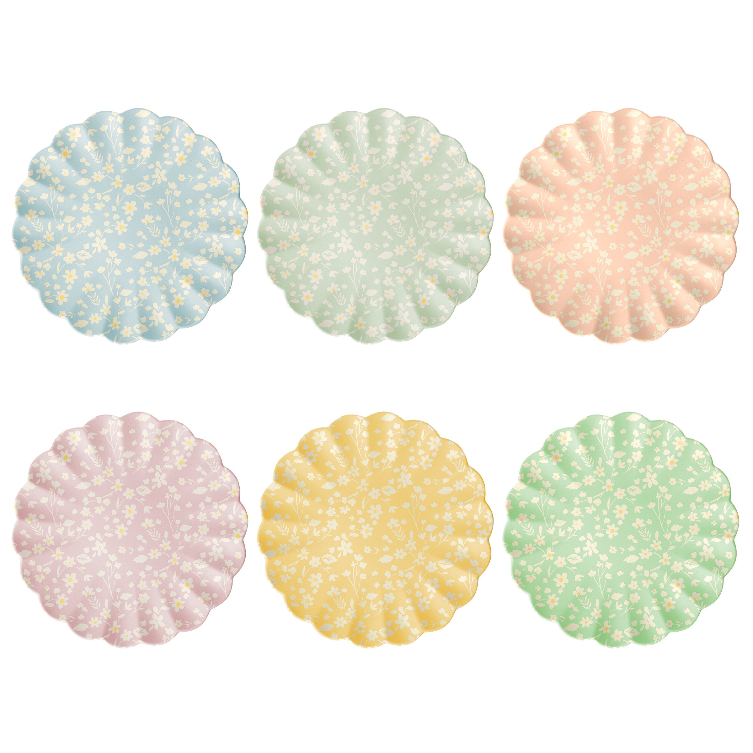 Floral Reusable Bamboo Large Plates, Set of 6