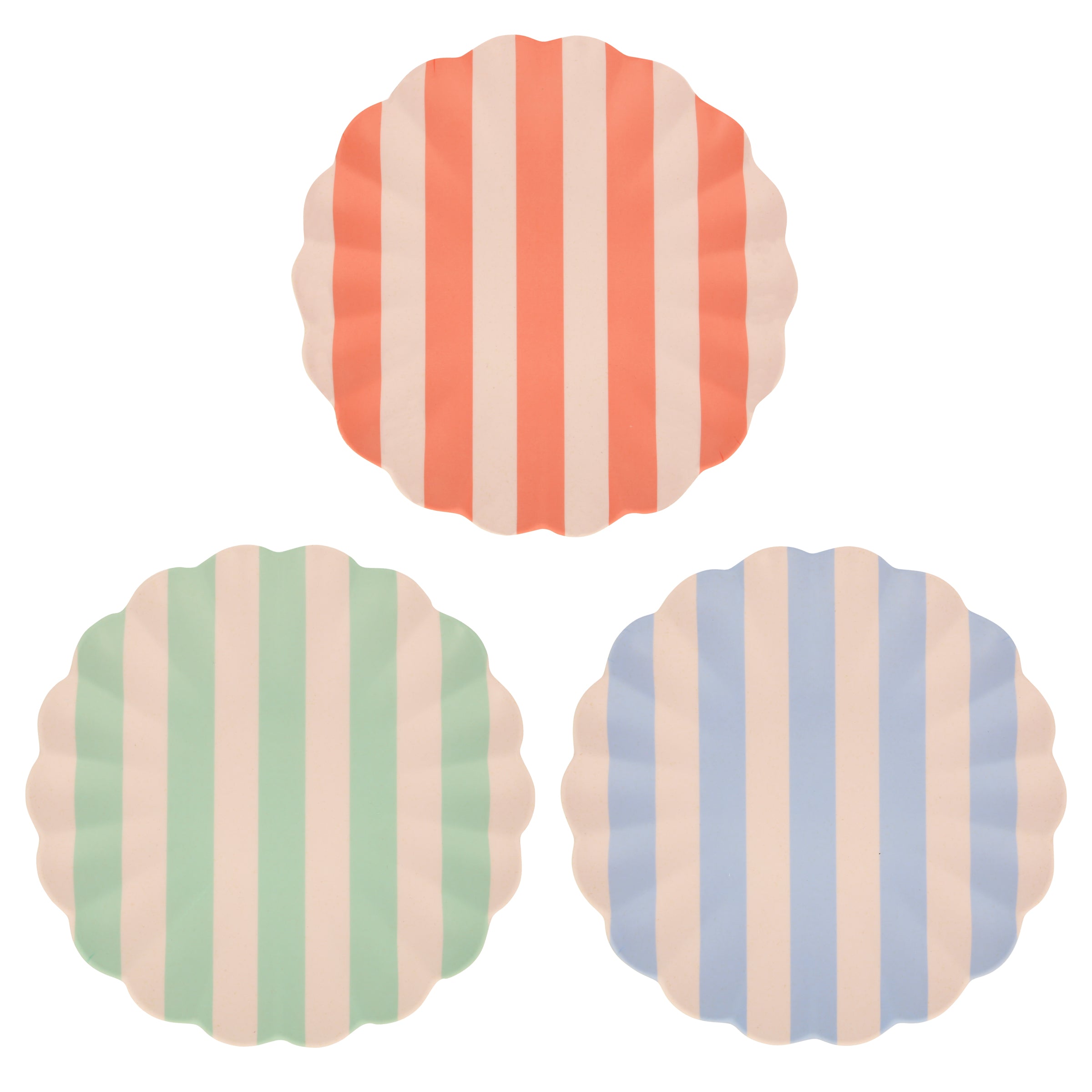Stripy Reusable Bamboo Large Plates, Set of 6