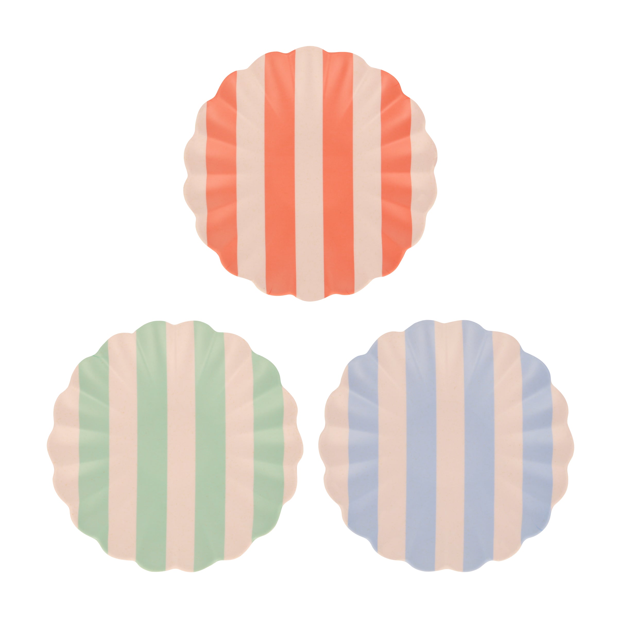 Stripy Reusable Bamboo Small Plates, Set of 6