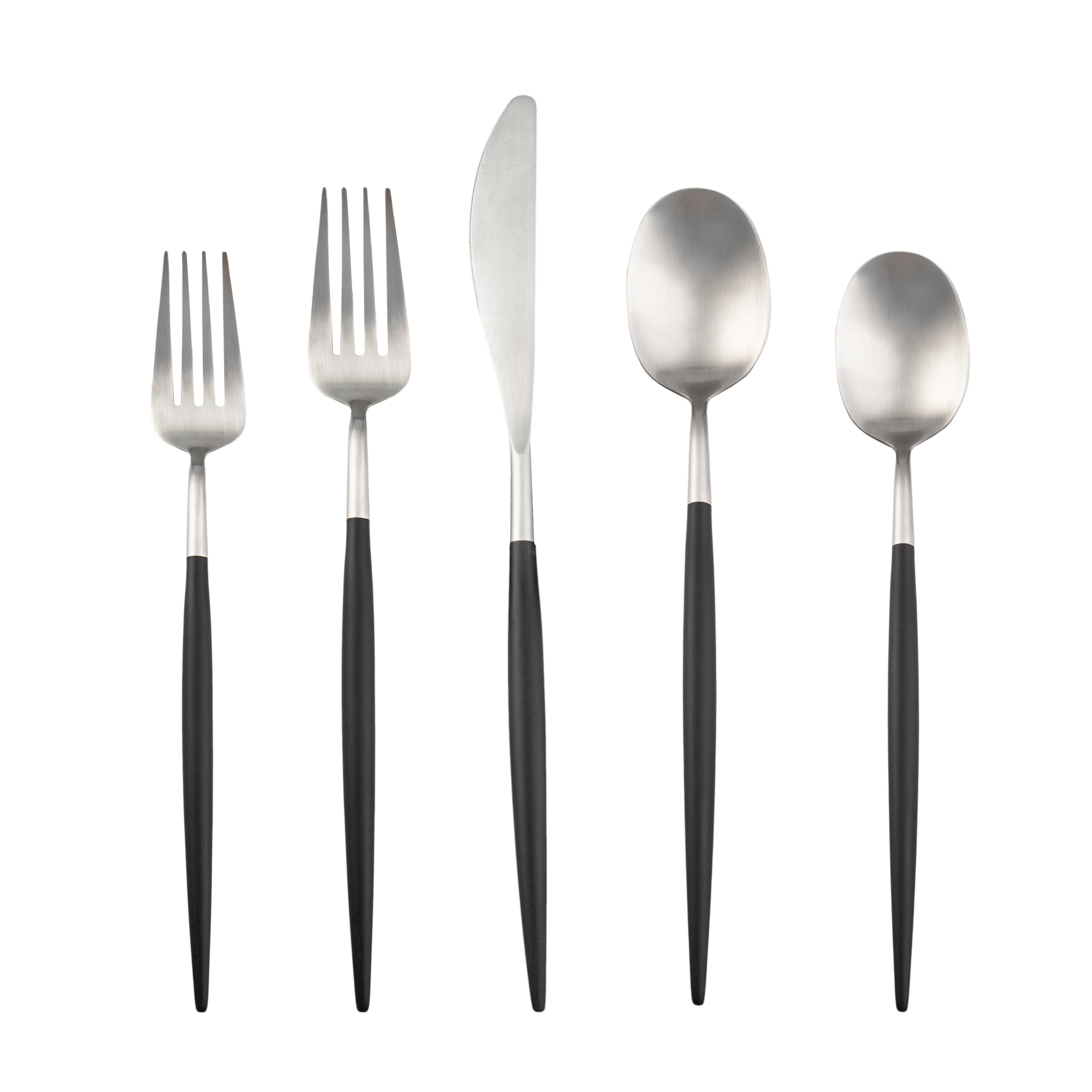 Evora Satin POM Black 20 Piece Flatware Set
