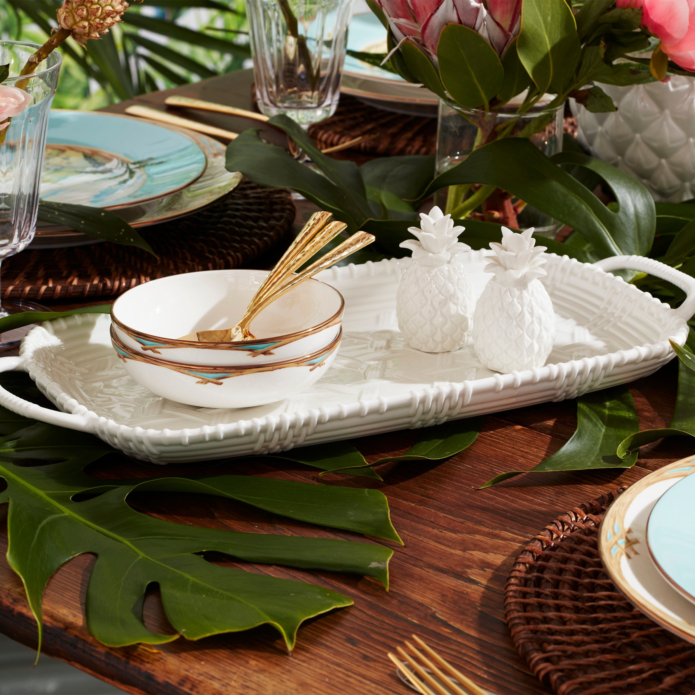 Alternative view of British Colonial Bamboo Fruit Bowl