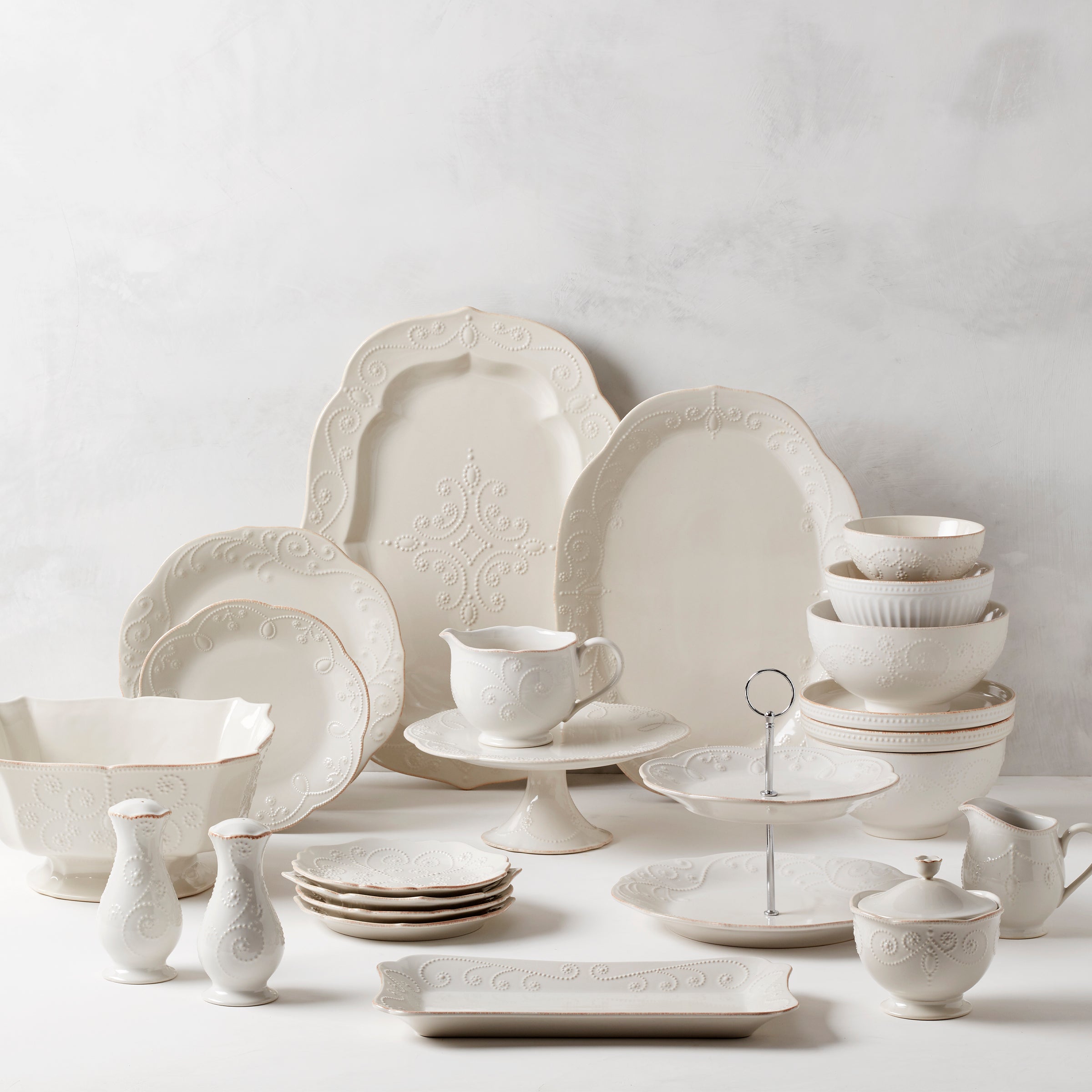 French Perle White 2 Tiered Server - Image 3