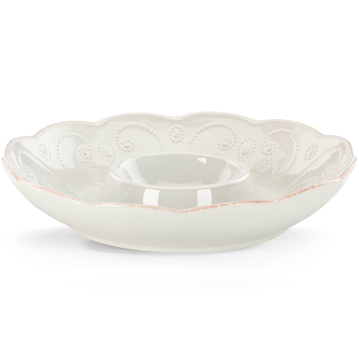 Alternative view of French Perle White Chip & Dip Tray