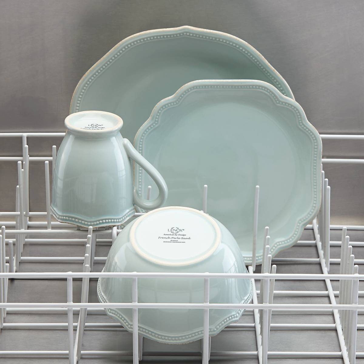 French Perle Bead Ice Blue 4 Piece Place Setting - Image 5