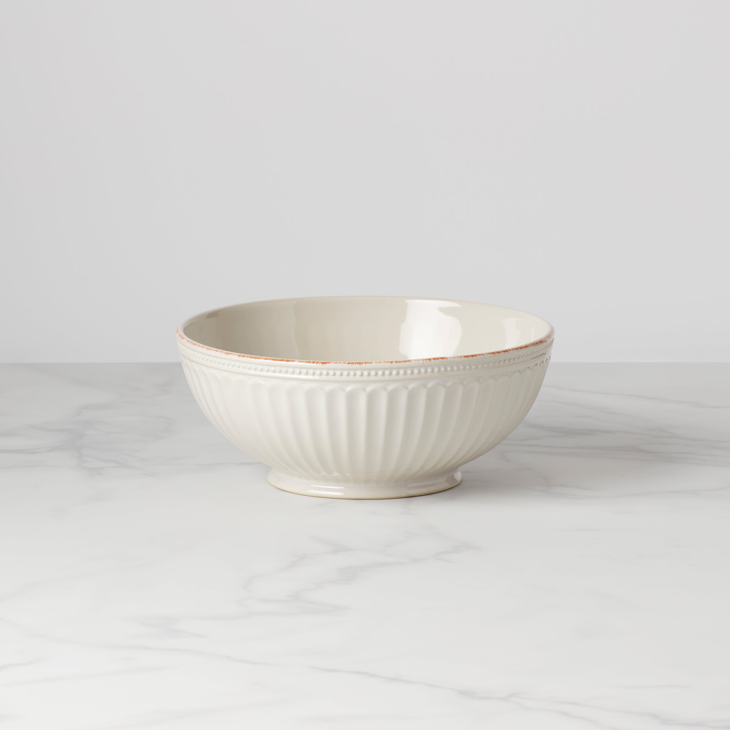French Perle Groove White Medium Bowl