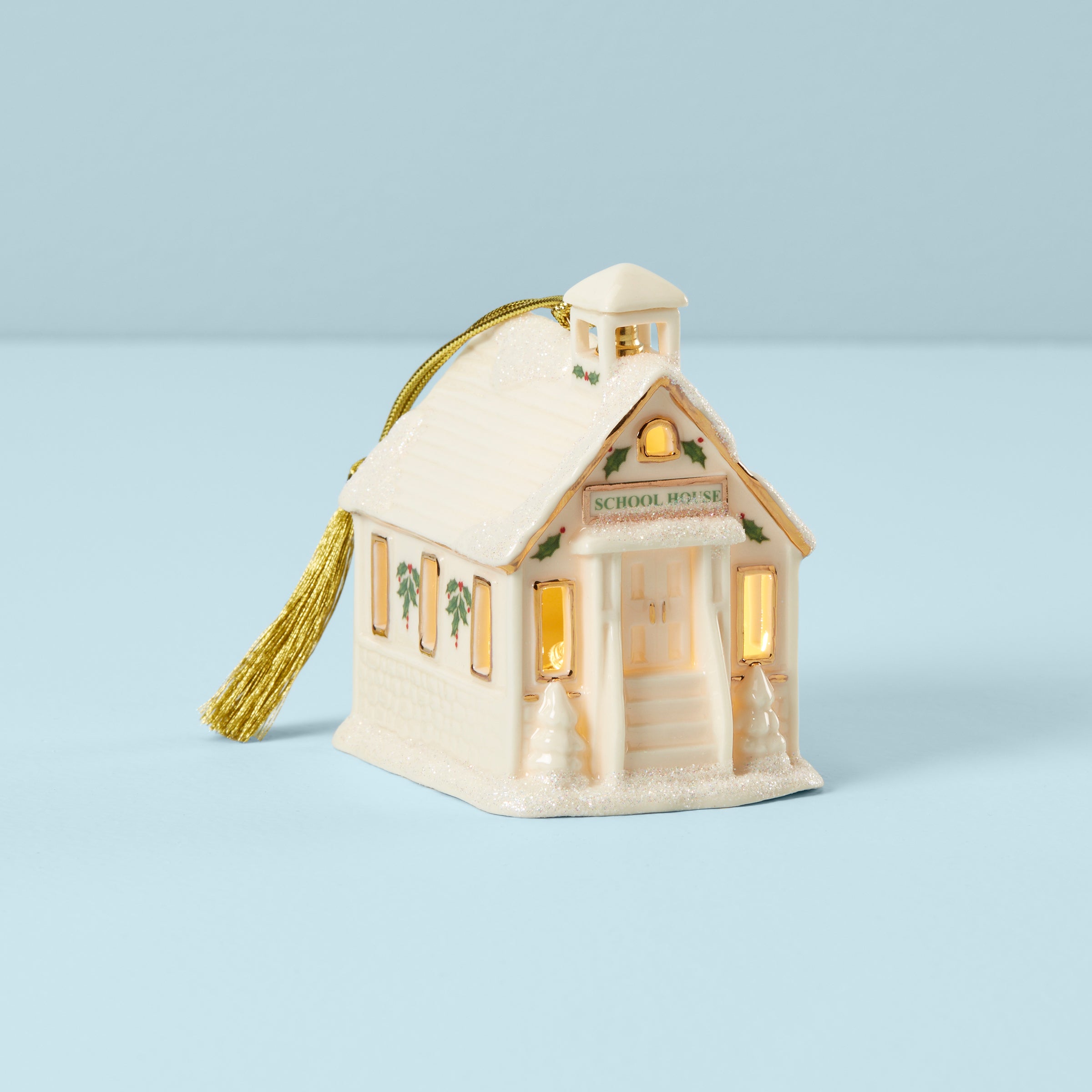Christmas Village School Lit Ornament