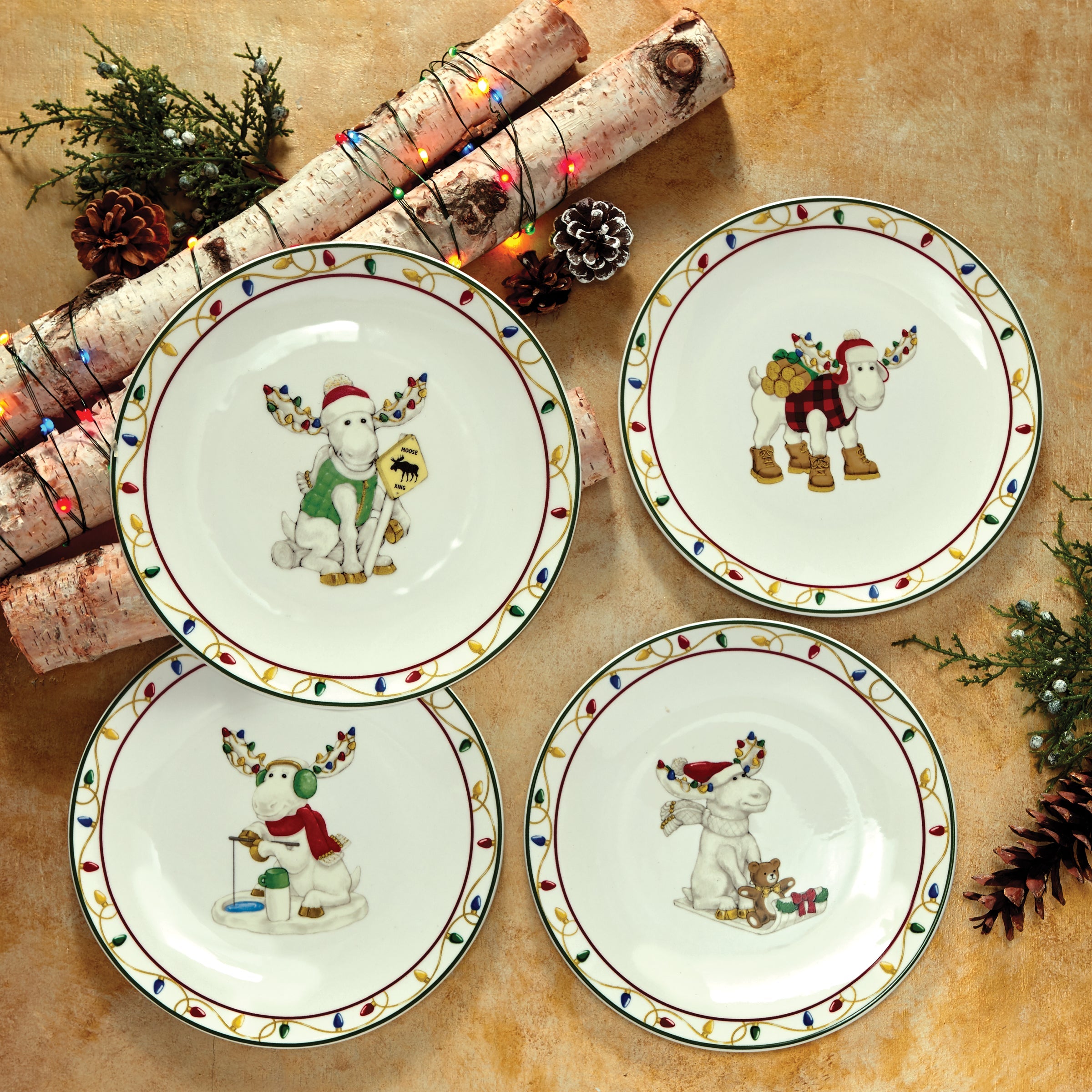 Merry Marcel Moose 4 Piece Dessert Plate Set - Image 5
