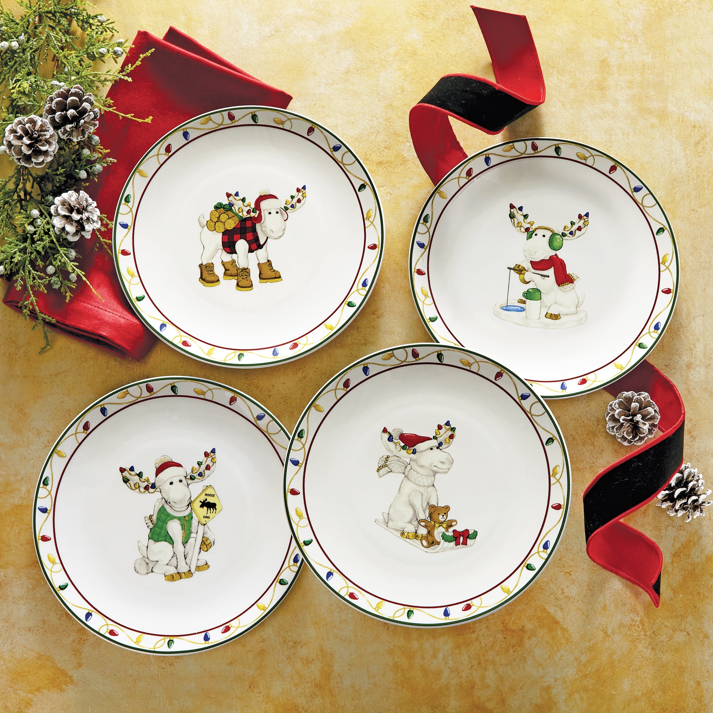 Merry Marcel Moose 4 Piece Dessert Plate Set - Image 6