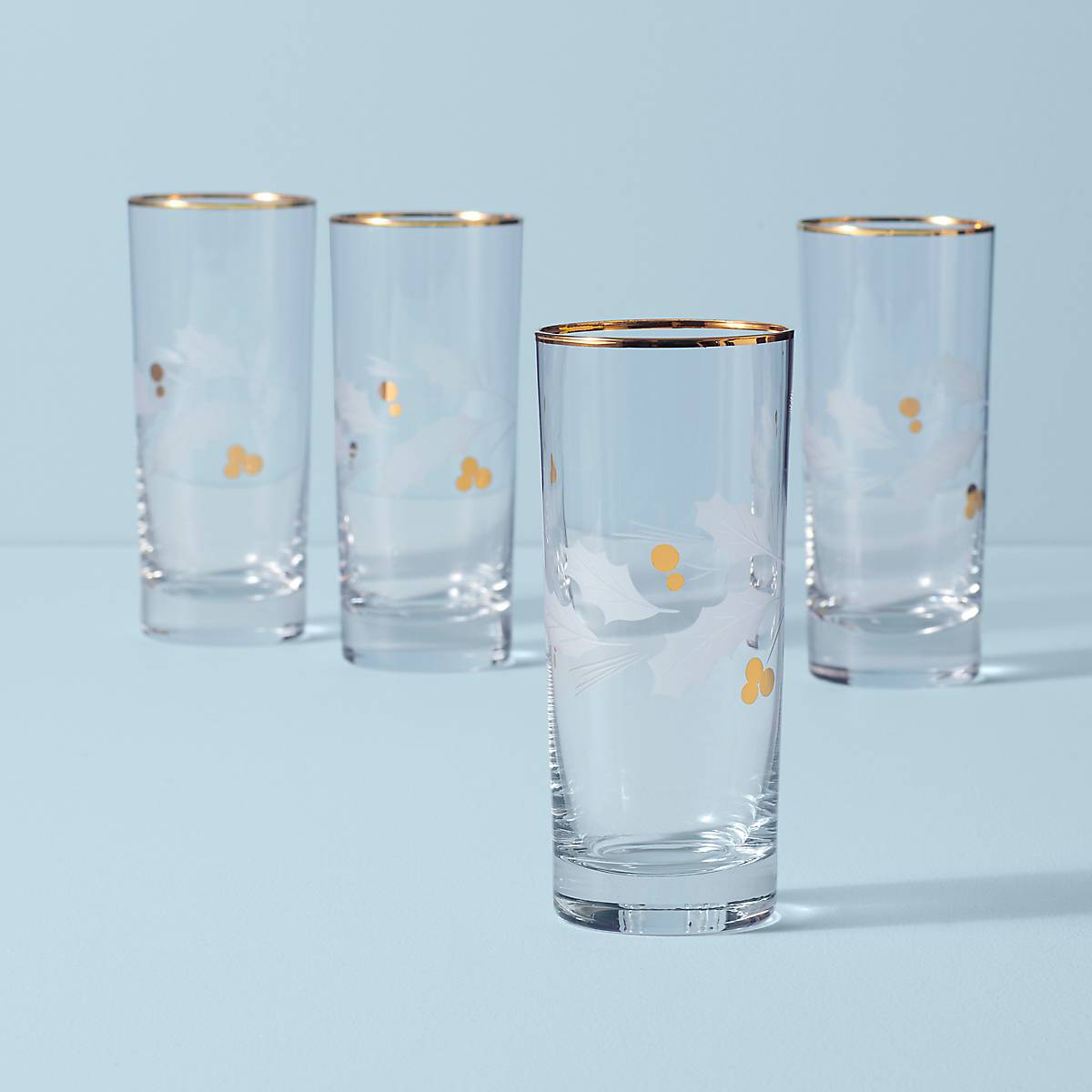 Holiday Gold Highball Glasses   Set Of 4