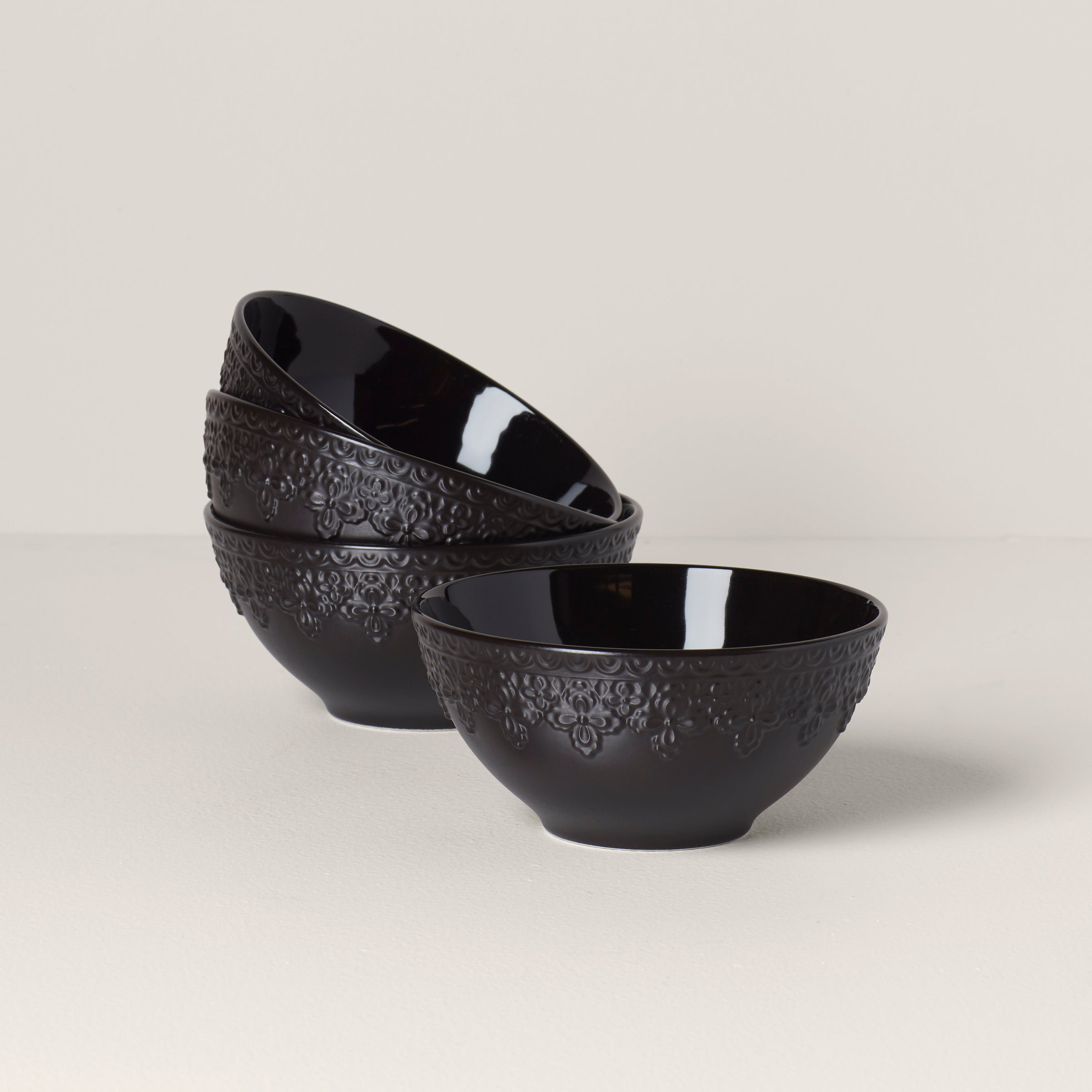Chelse Muse Fleur Black All Purpose Bowls   Set of 4