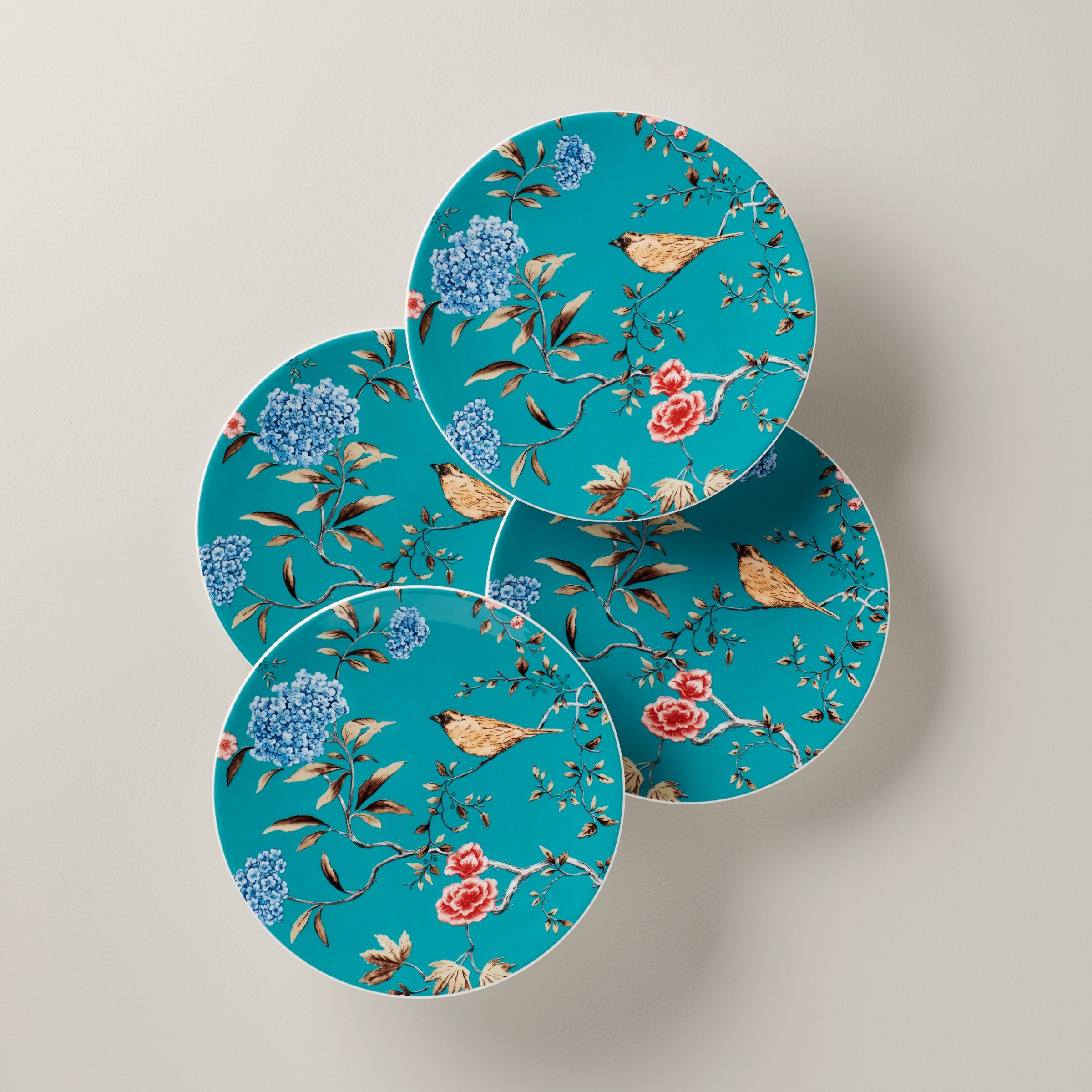 Sprig & Vine Turquoise Accent Plates   Set of 4