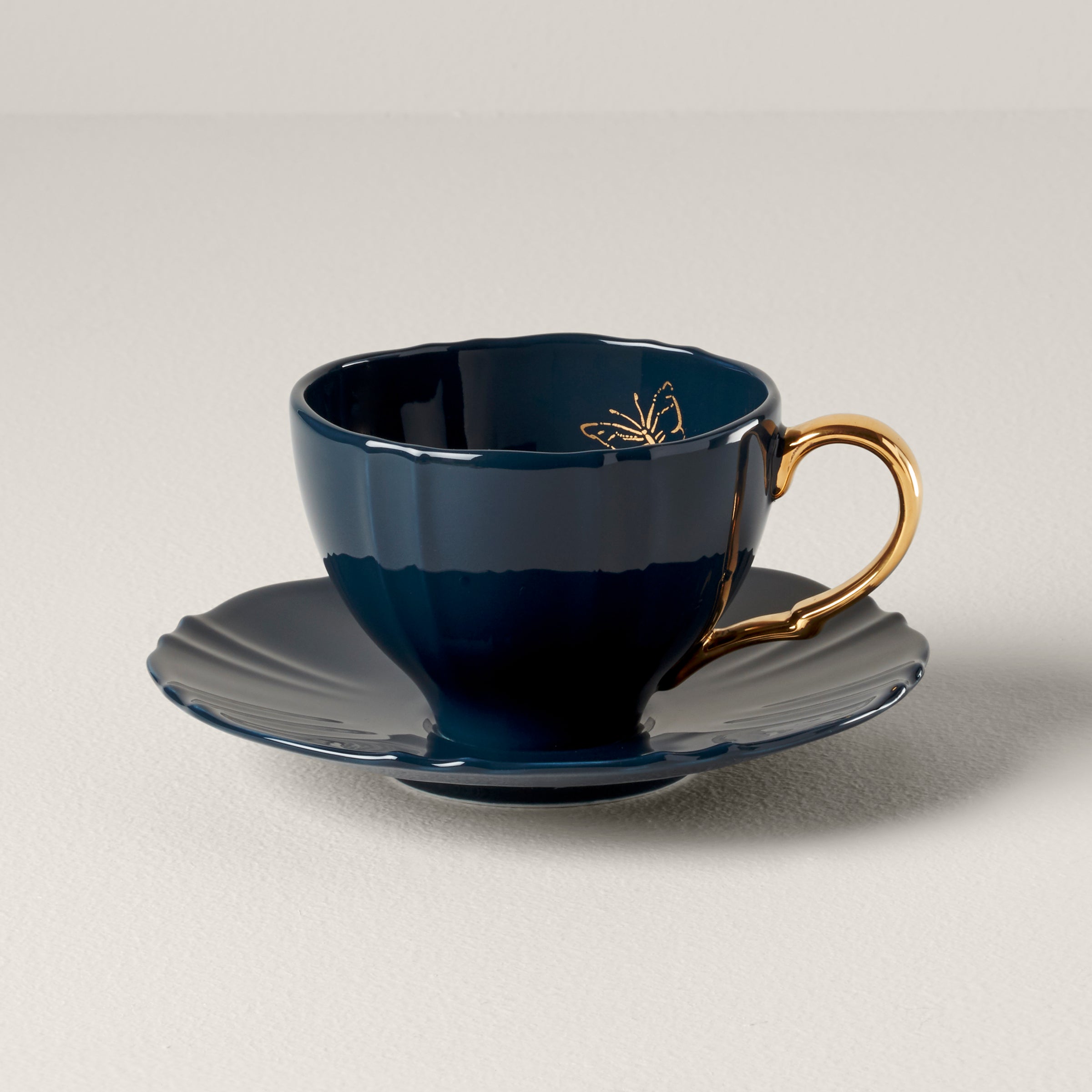 Sprig & Vine Teacup & Saucer   Navy