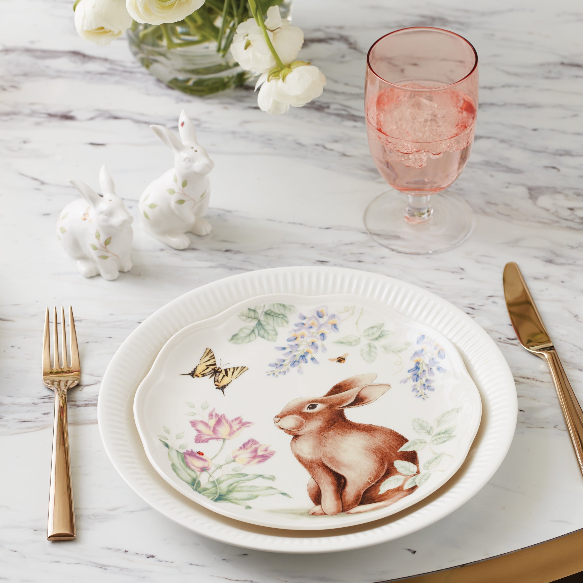 Butterfly Meadow Bunny Accent Plates Set of 4 - Image 6