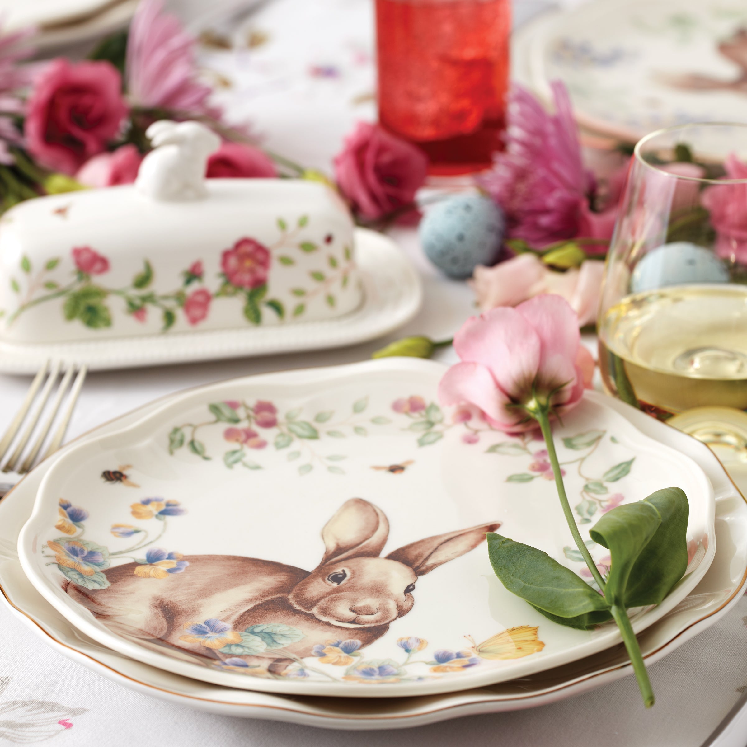 Butterfly Meadow Bunny Accent Plates Set of 4 - Image 3