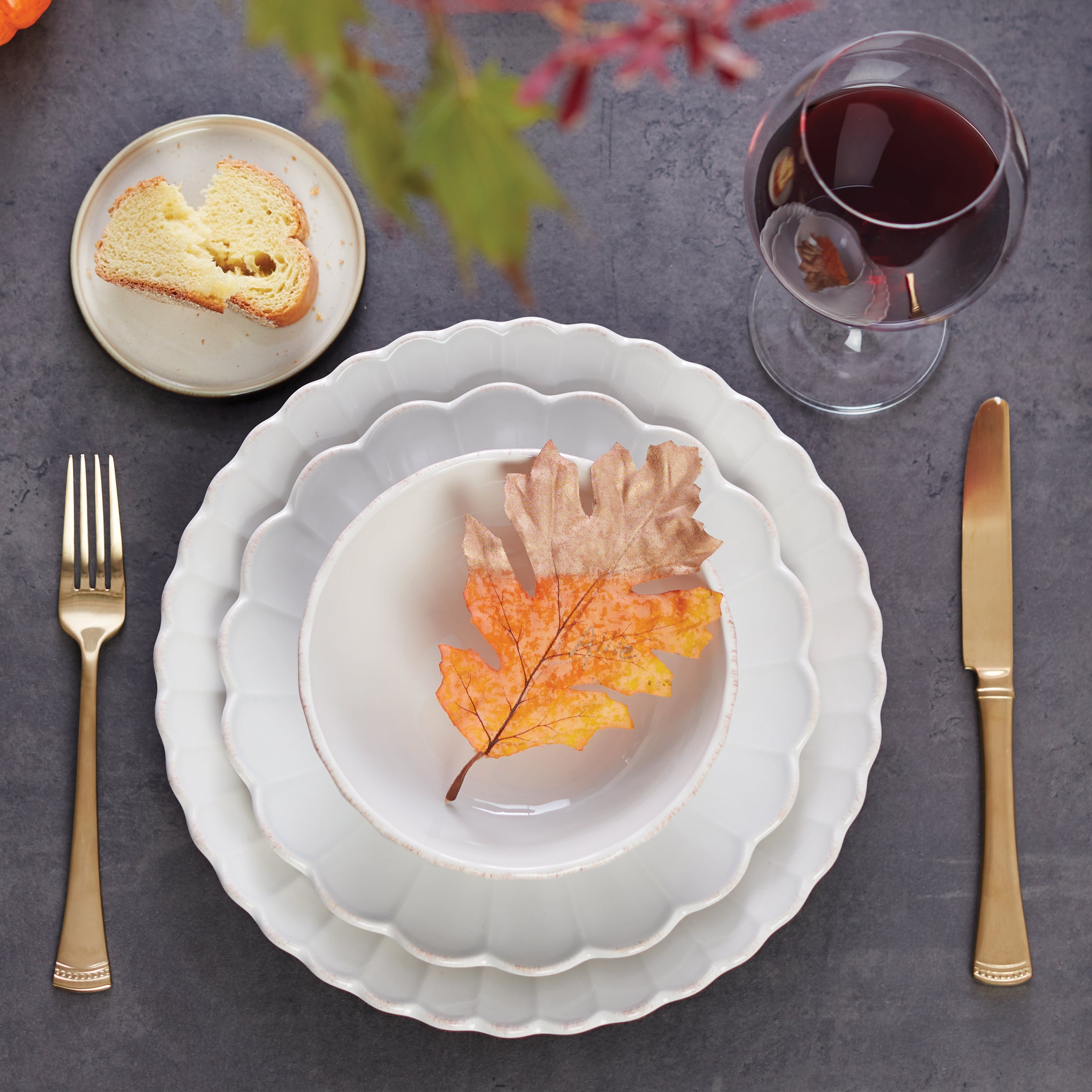 French Perle Scallop White 18 Piece Dinnerware Set - Image 3