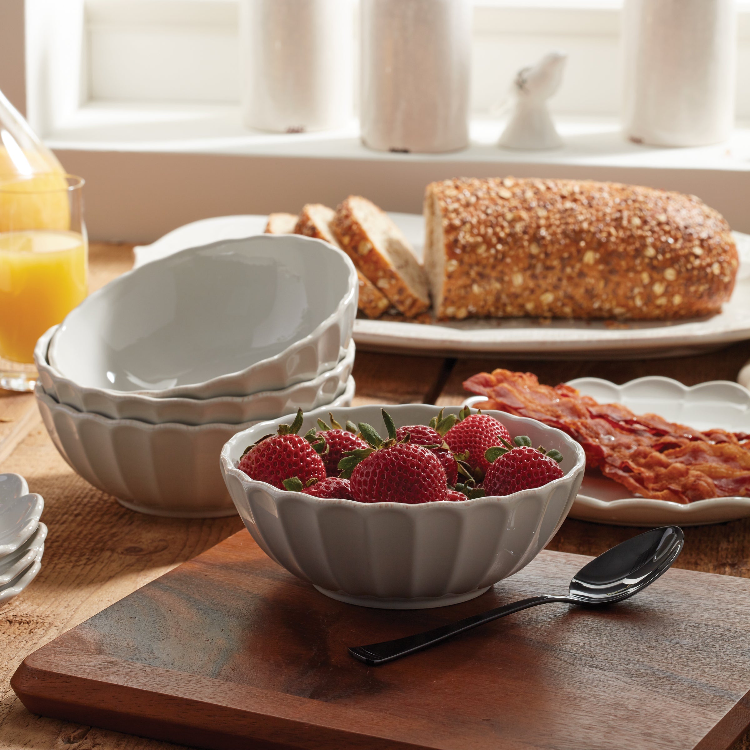 French Perle Scallop All Purpose Bowls Set of 4 - Image 8