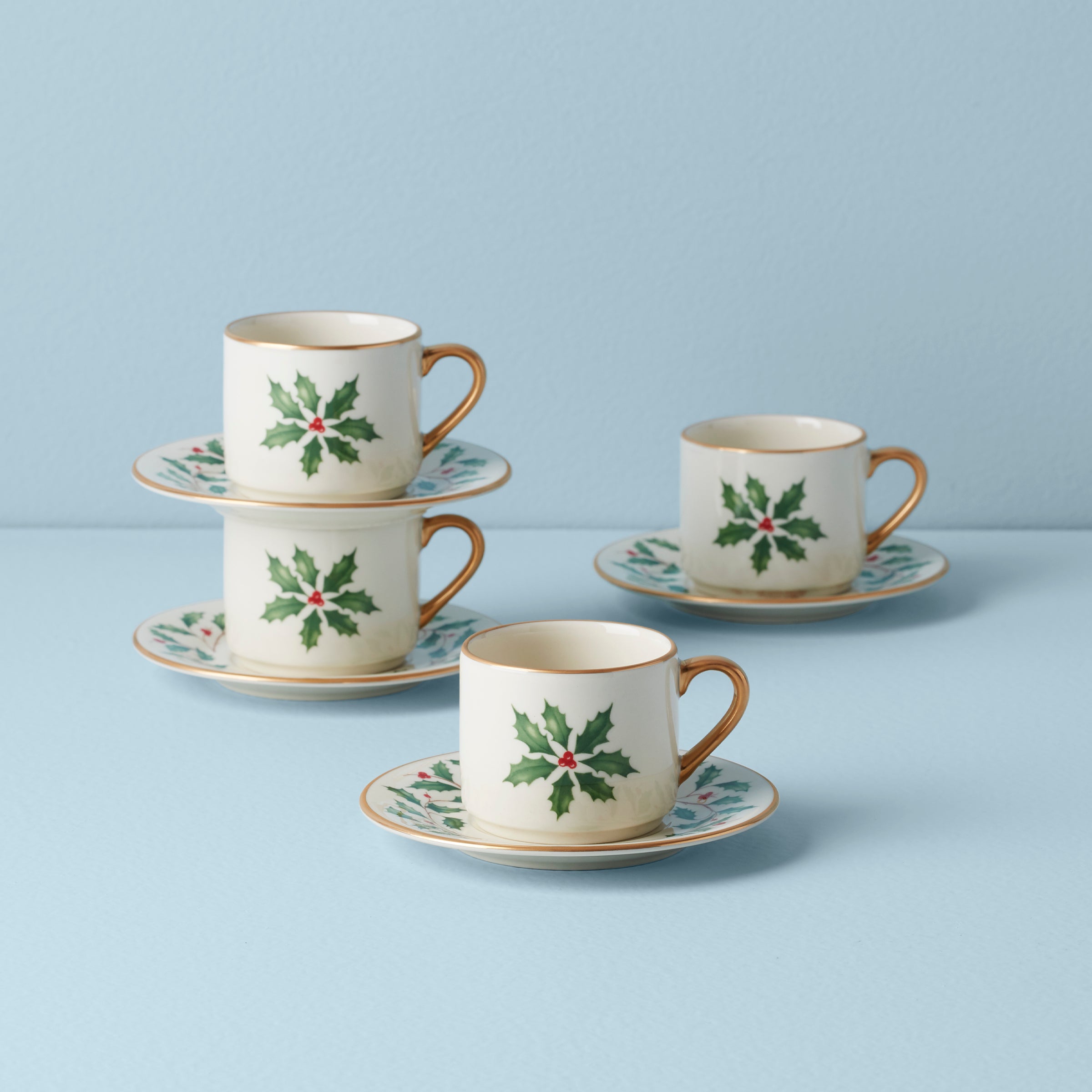 Holiday Espresso Cup & Saucer Set of 4