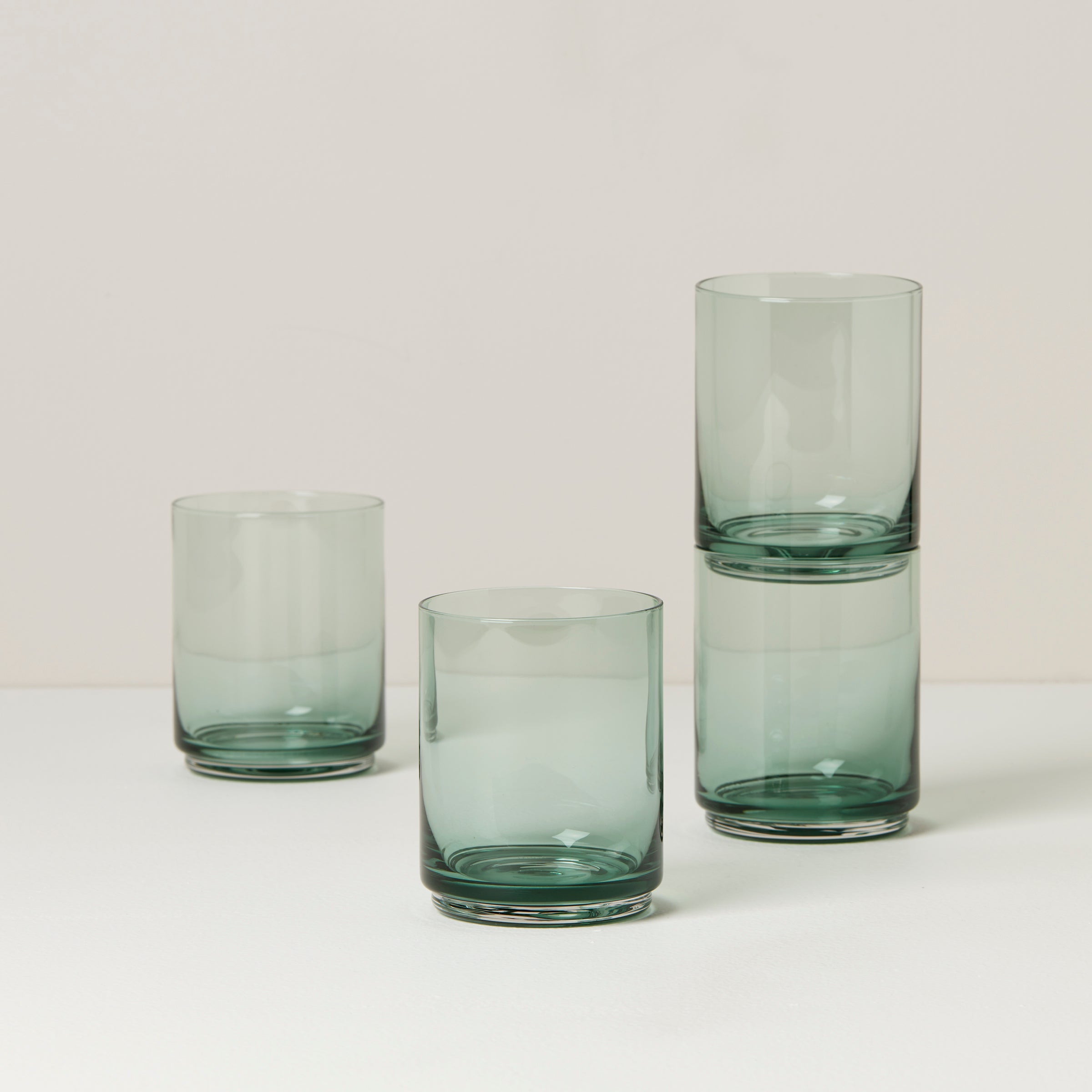 Tuscany Classics Stackable Green Tall Glasses Set Of 4