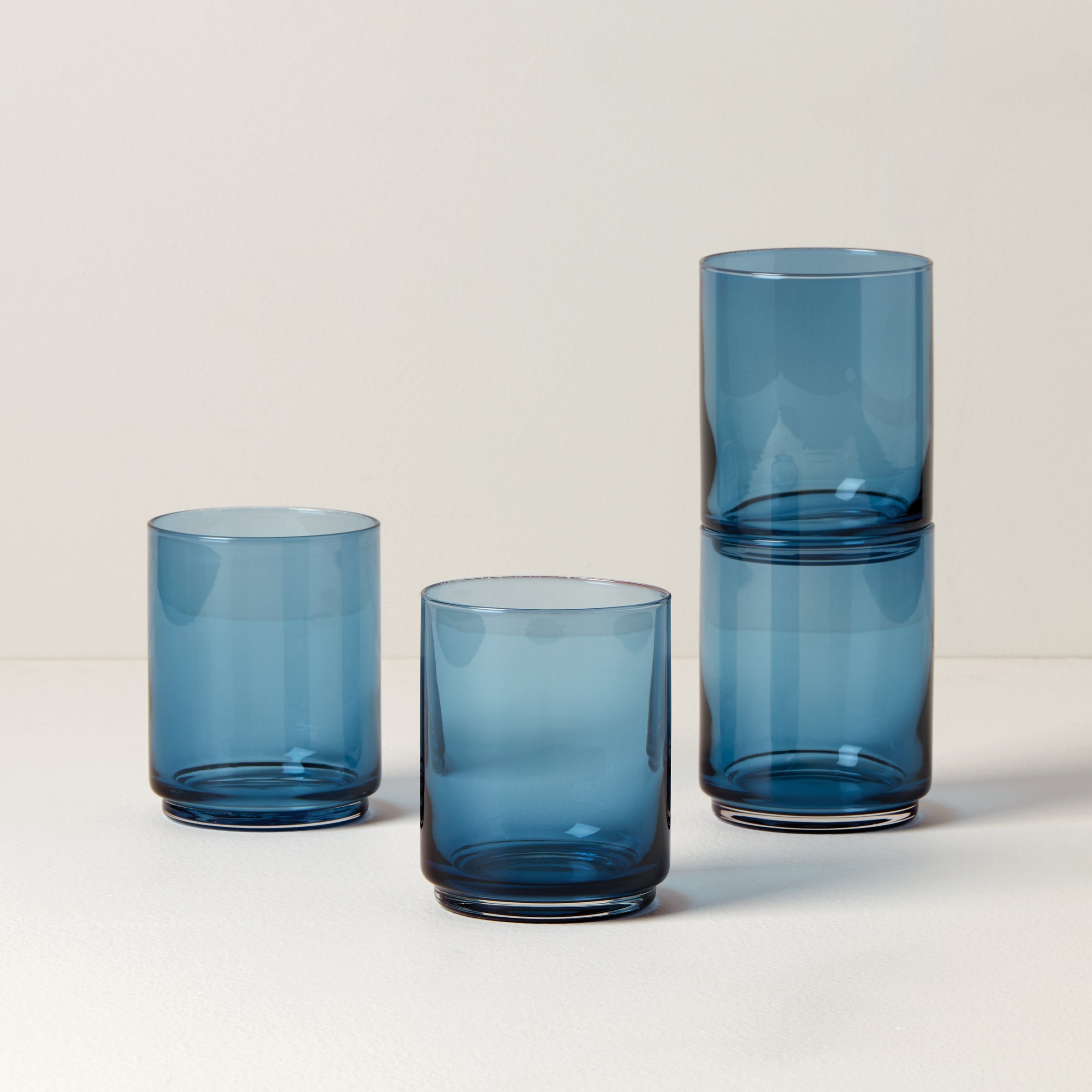 Tuscany Classics Stackable Blue Tall Glasses   Set Of 4