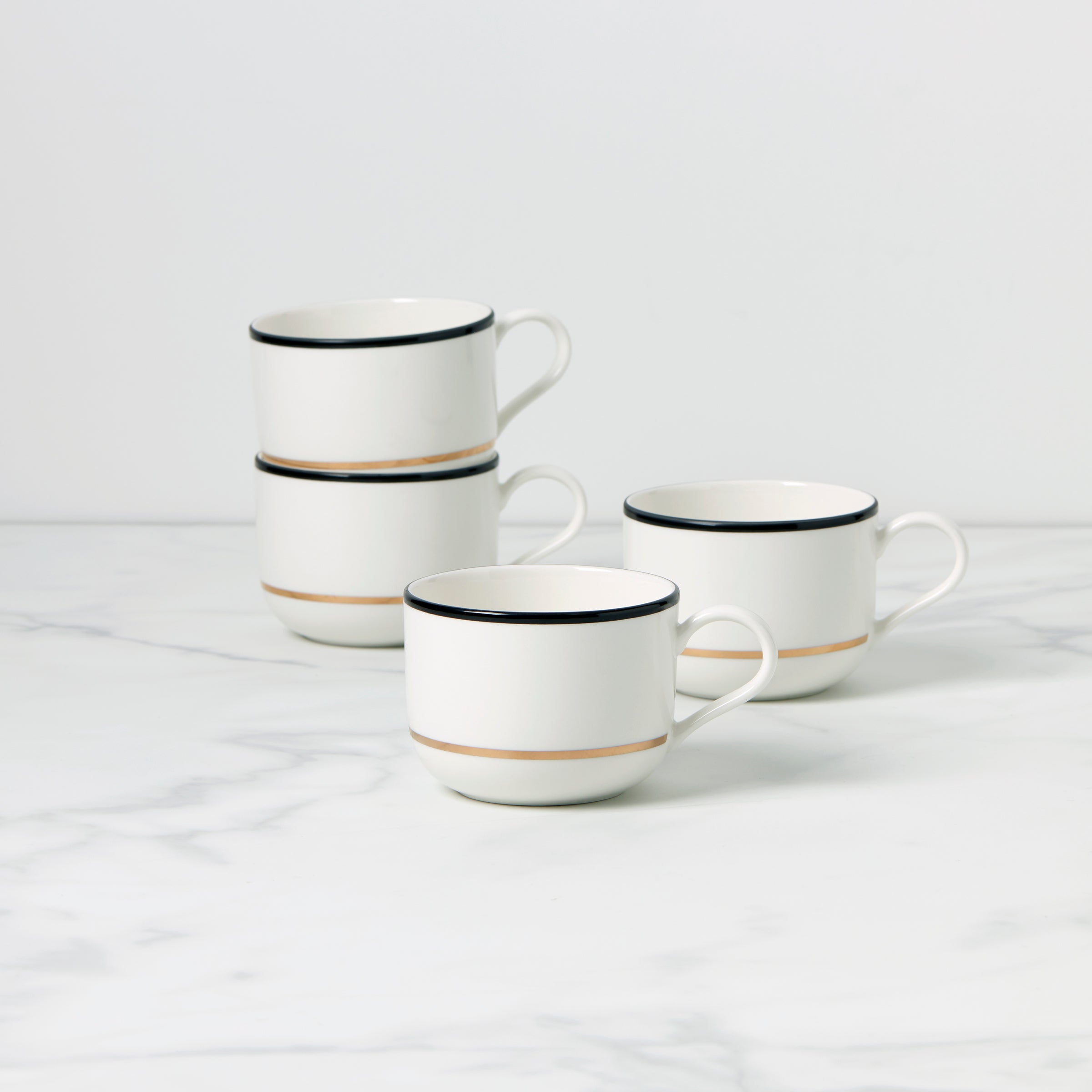 Make It Pop Mugs   Set of 4   Black/Gold