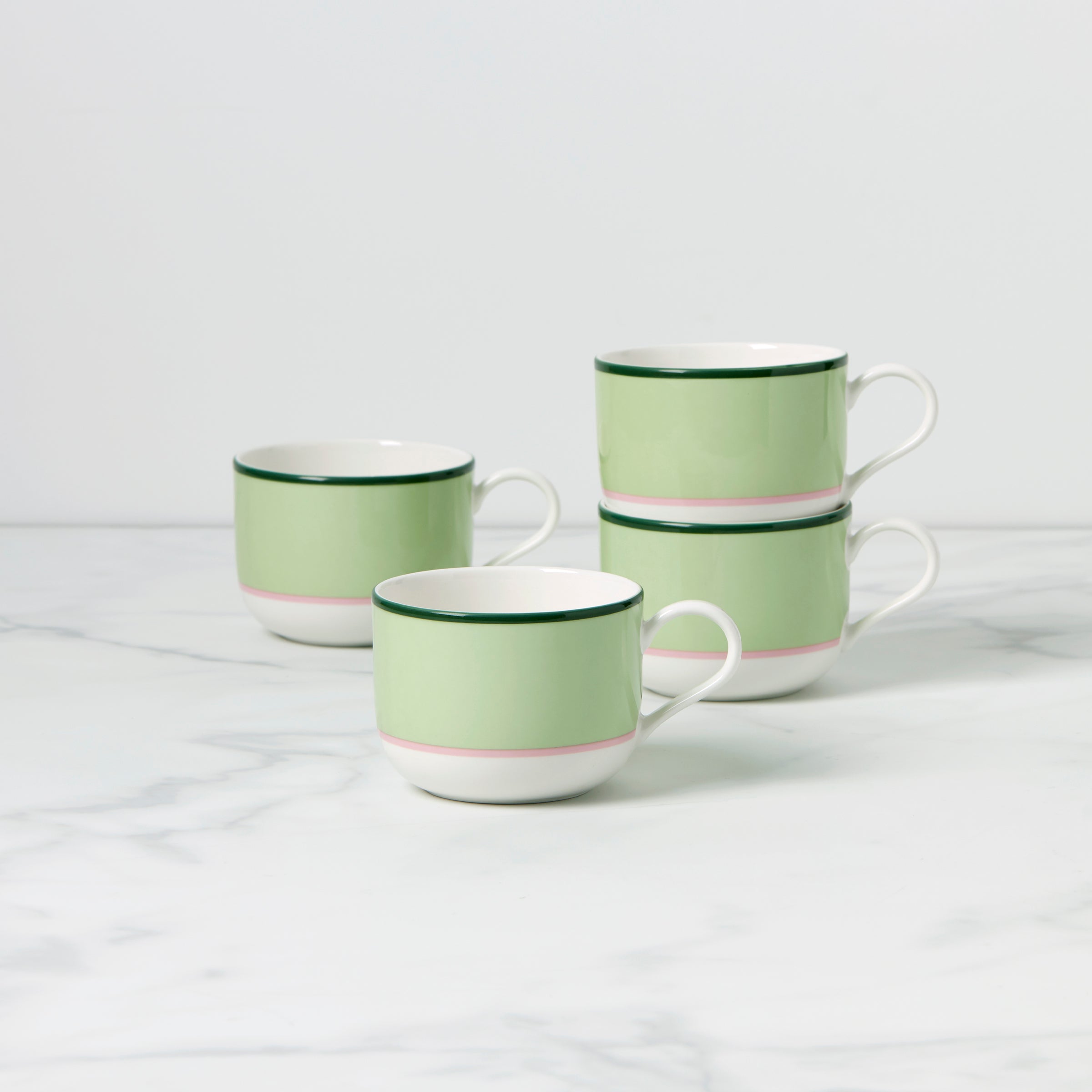Make It Pop Mugs   Set of 4   Green/Pink