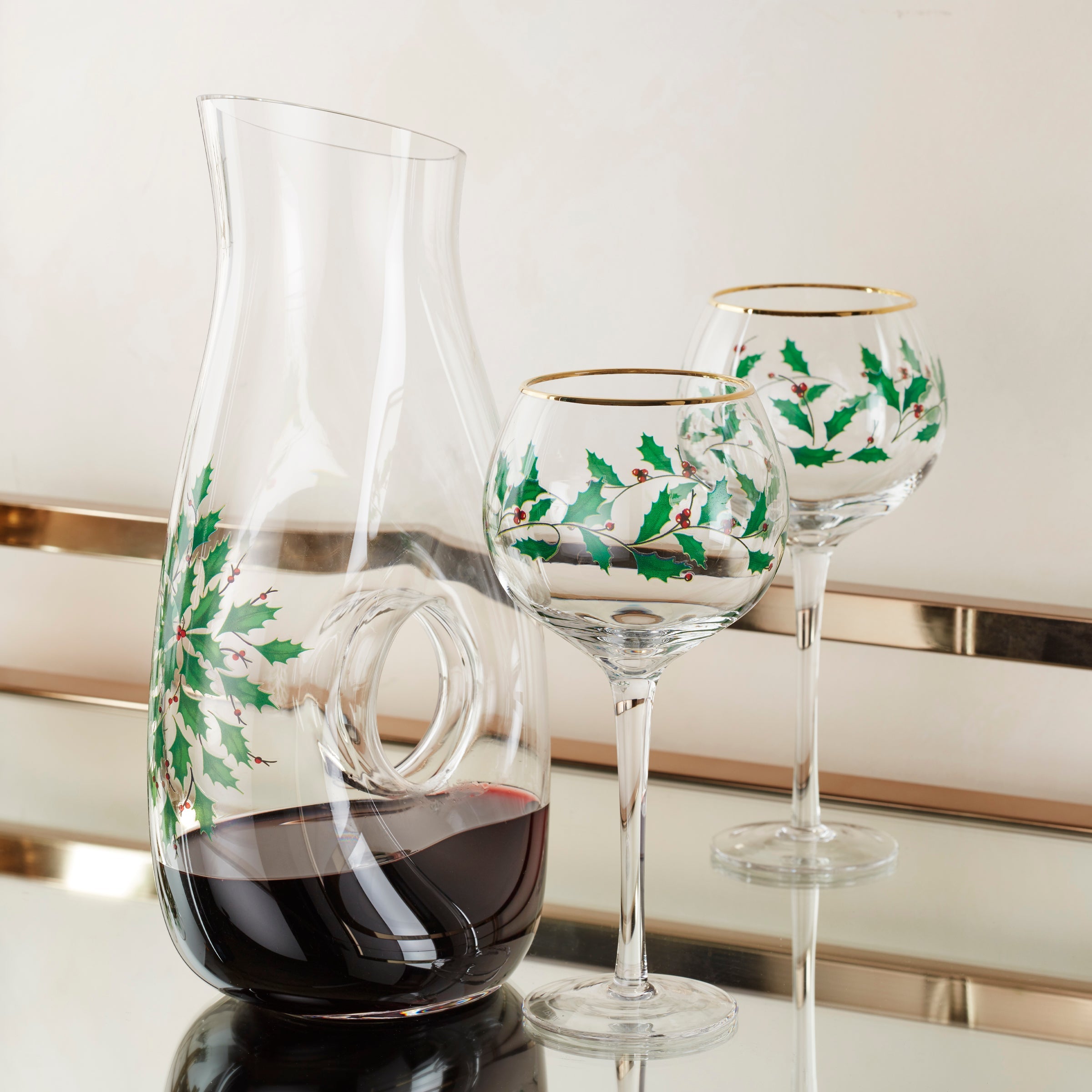 Holiday 3 pc Decanter & Wine Glasses Set - Image 4