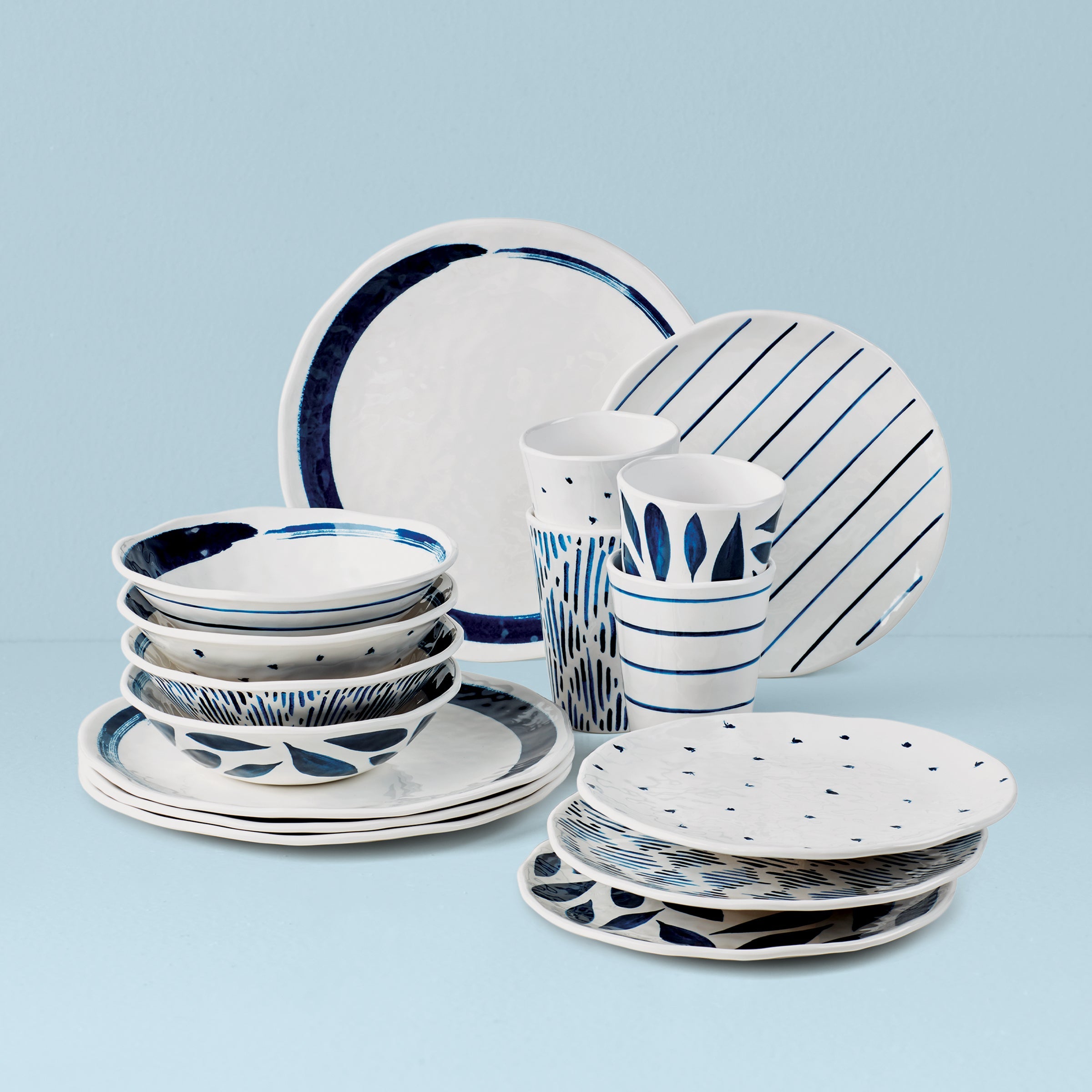 Blue Bay Melamine 16 Piece Dinnerware Set