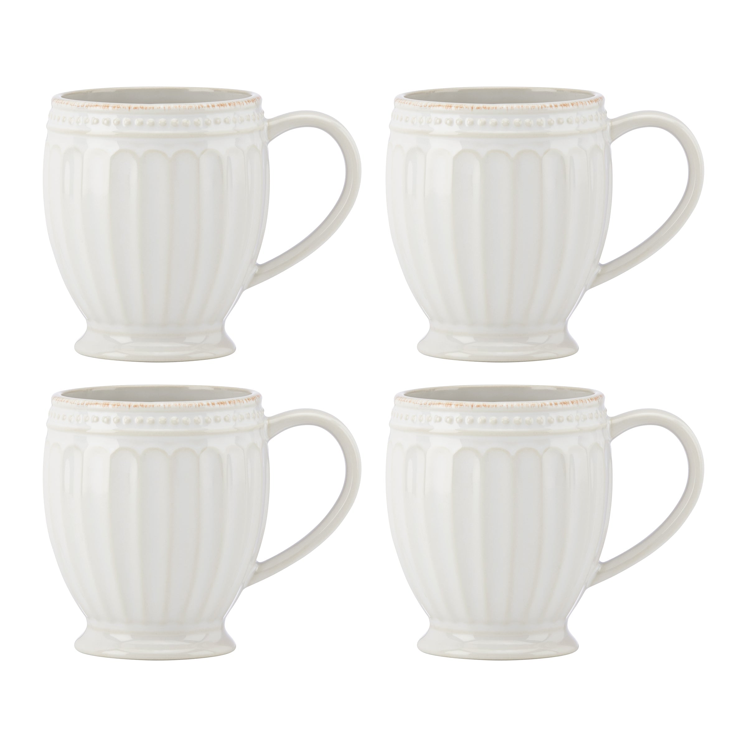 French Perle Groove Mugs   Set of 4