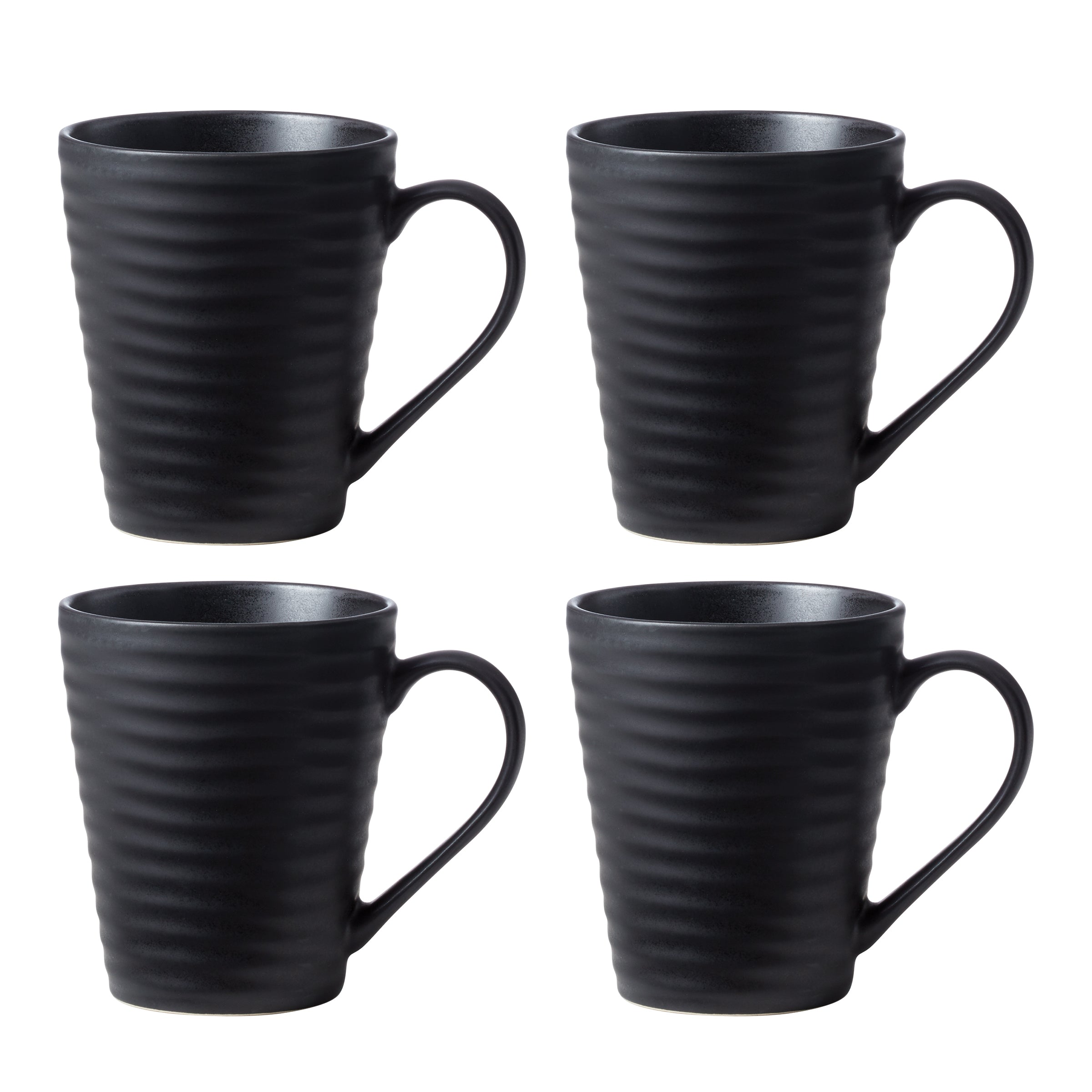 Ridge Black Mugs   Set of 4