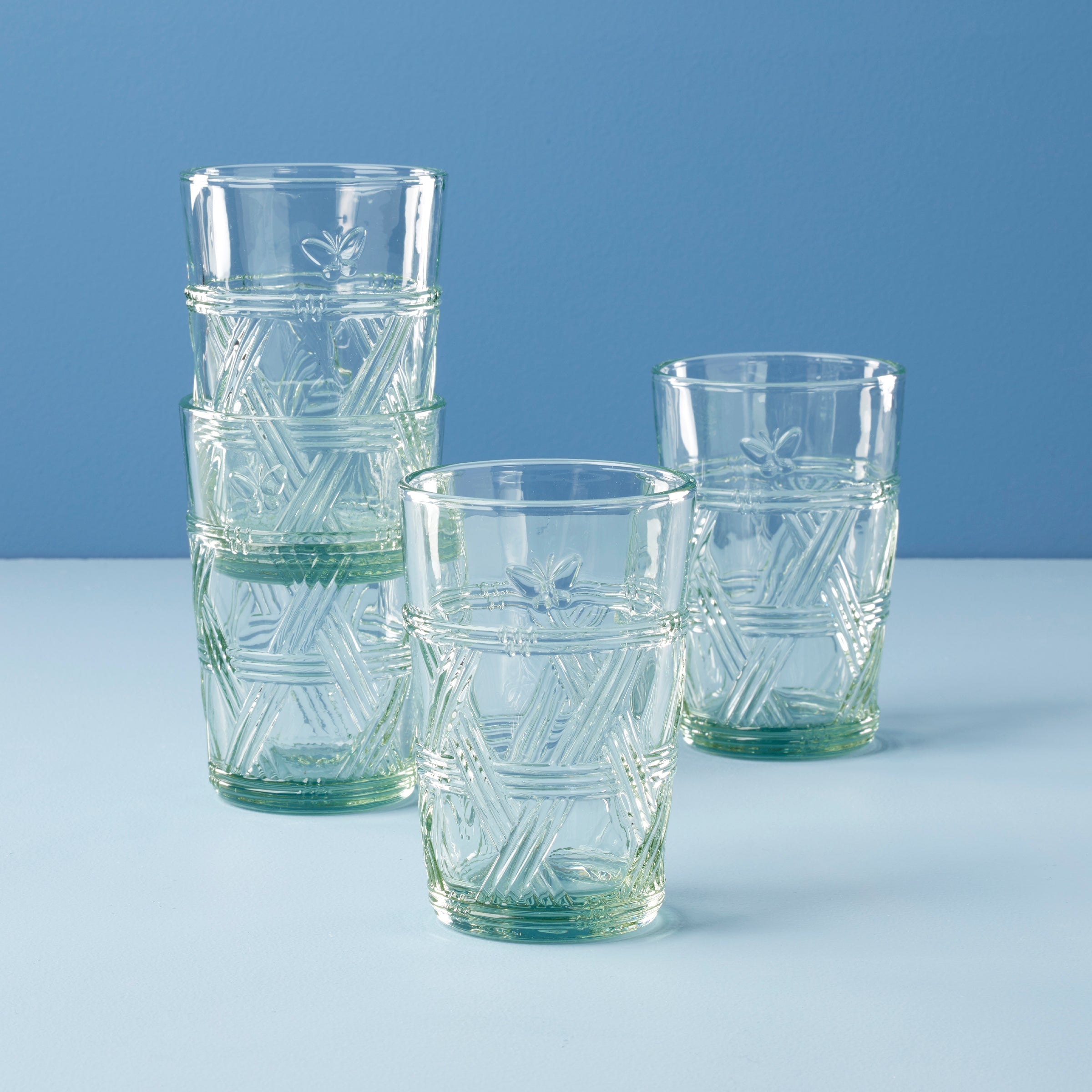 Butterfly Meadow Green Tall Glasses   Set Of 4