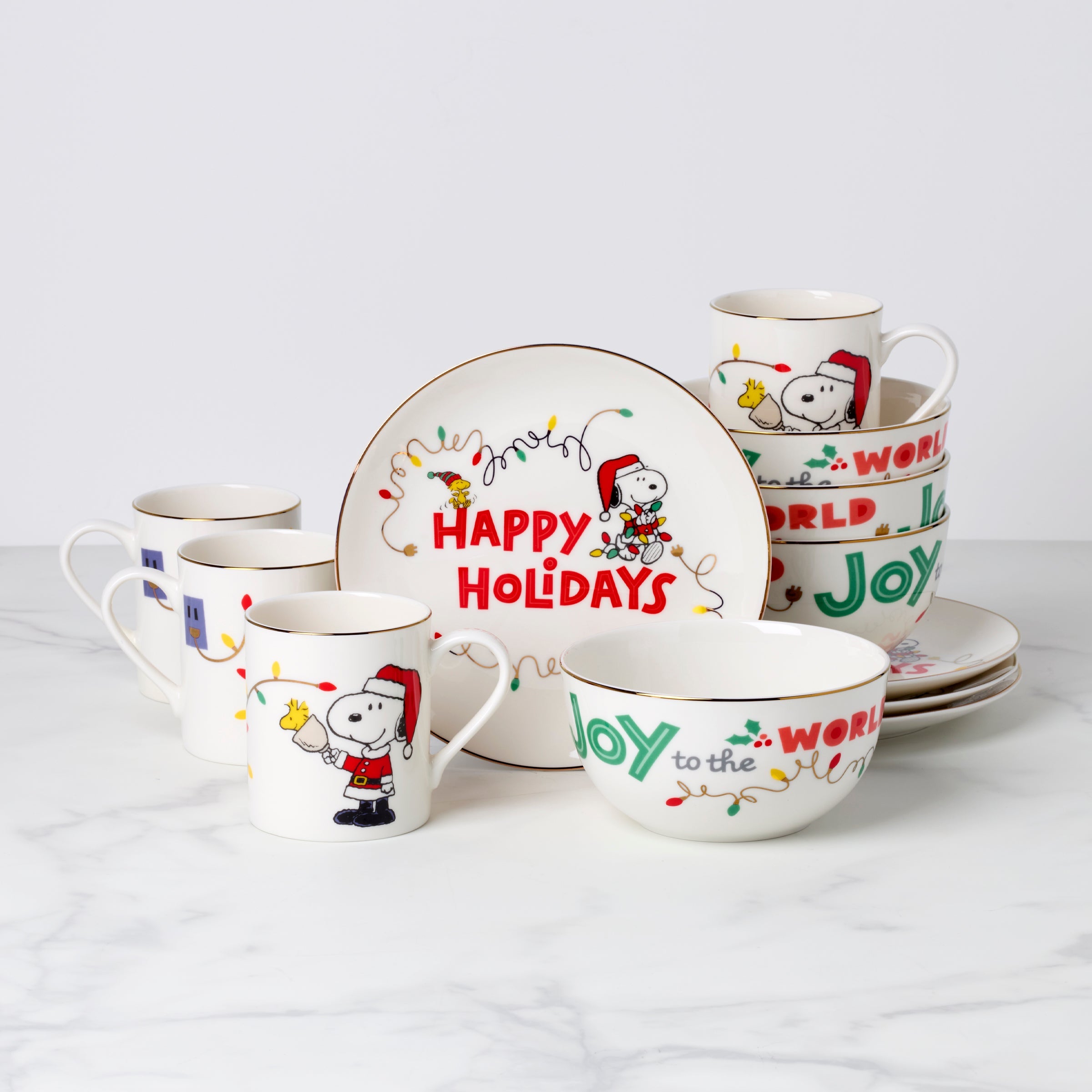 Snoopy Christmas 12 Piece Dessert Set