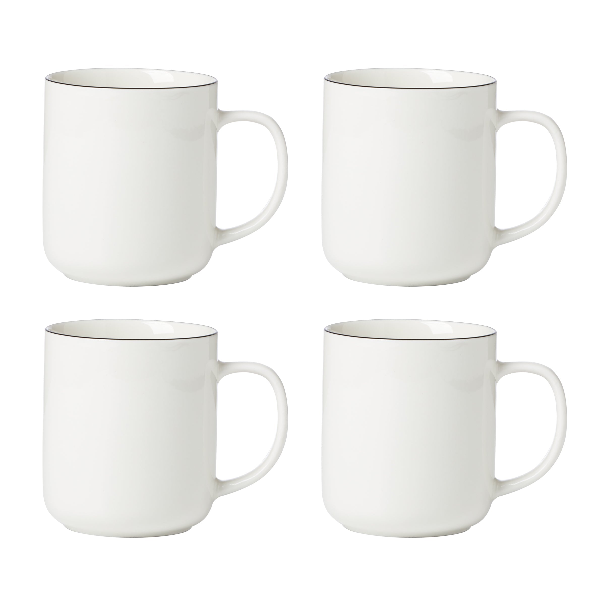 24 Seven Black Rim Mugs Set of 4