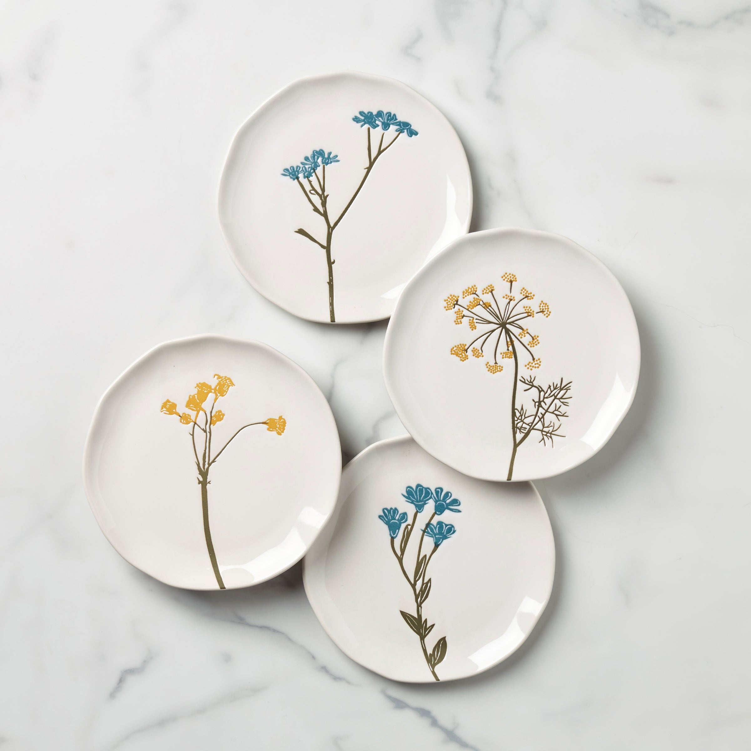 Wildflowers Tidbit Plates   Set of 4