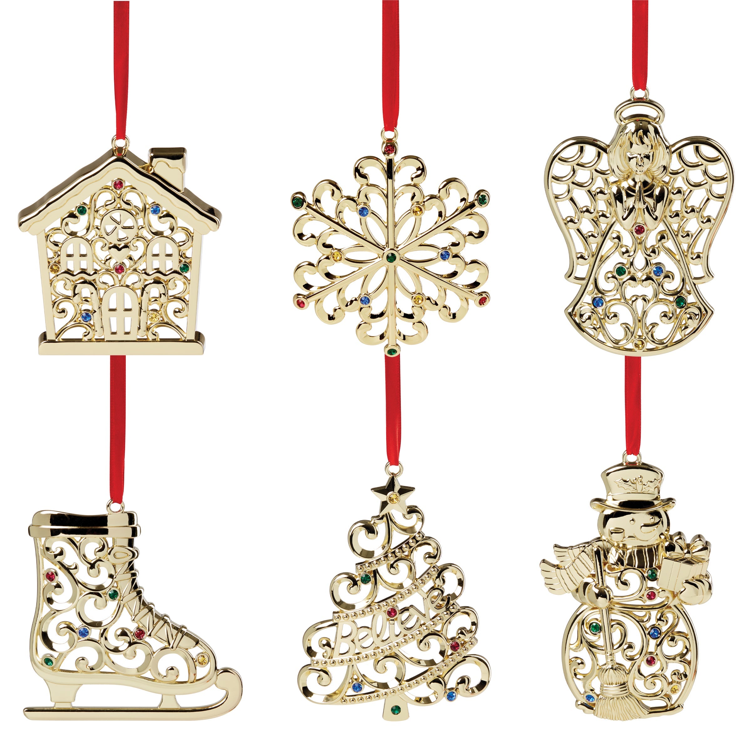 Alternative view of Sparkle & Scroll Gold Ornaments   Set of 6