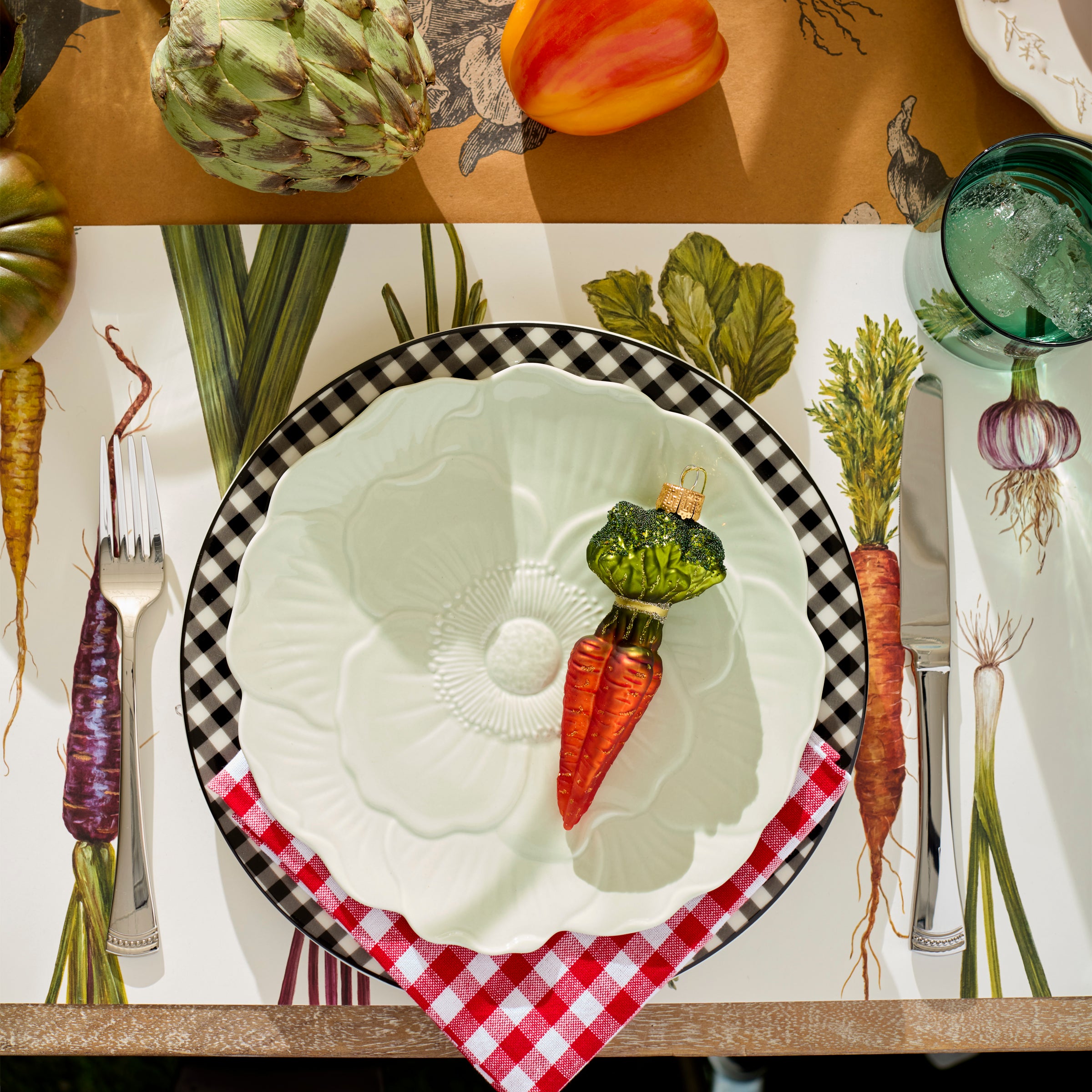 Alternative view of Gingham Black Dinner Plates   Set of 4