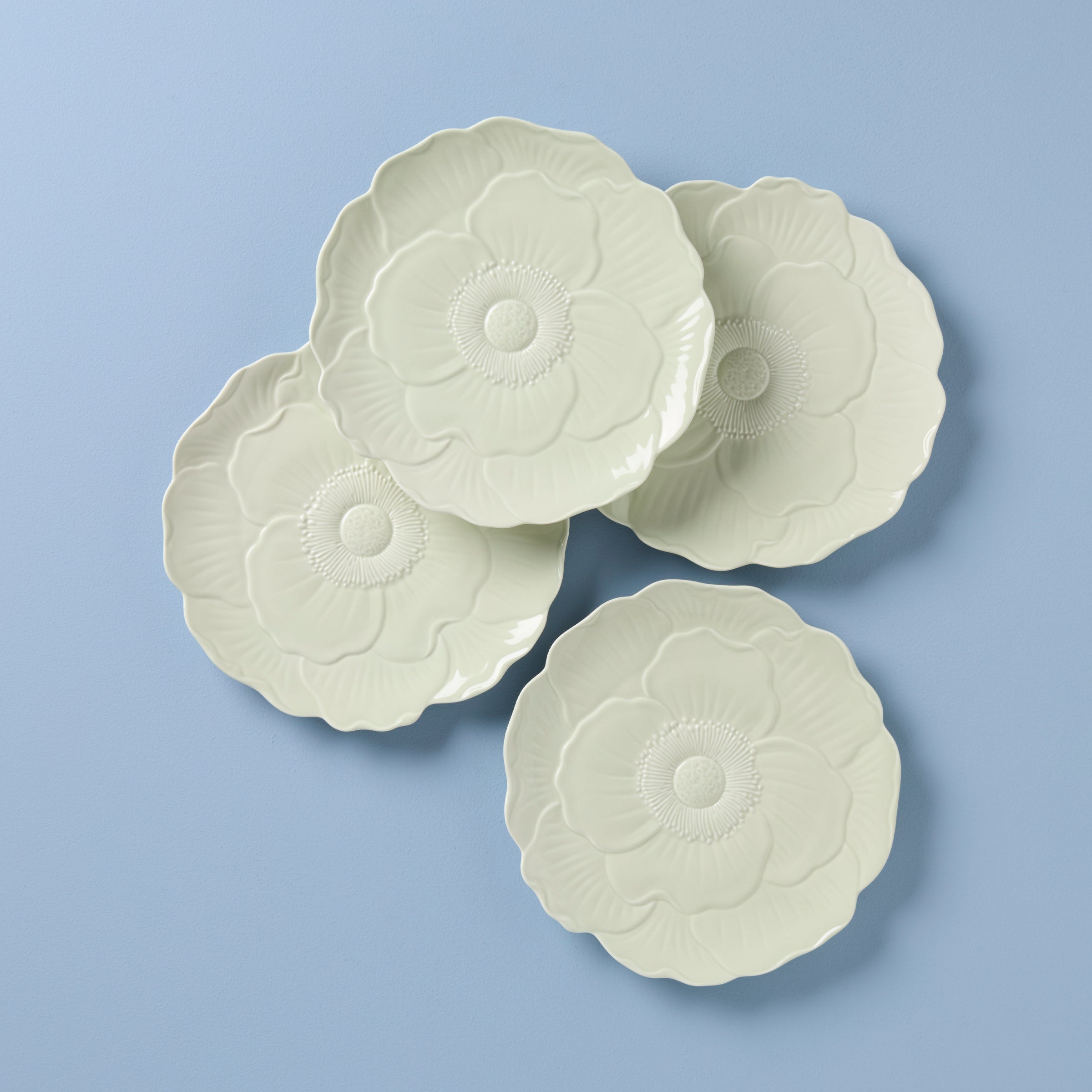 Butterfly Meadow Floral Green Accent Plates   Set of 4