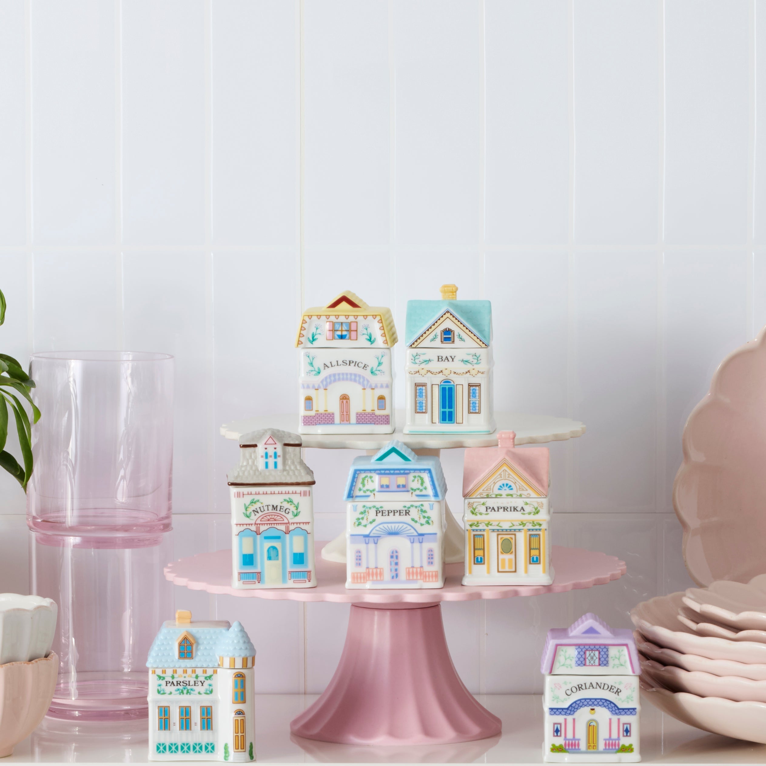 Alternative view of Medium Reusable Bamboo Cake Stand, Pink