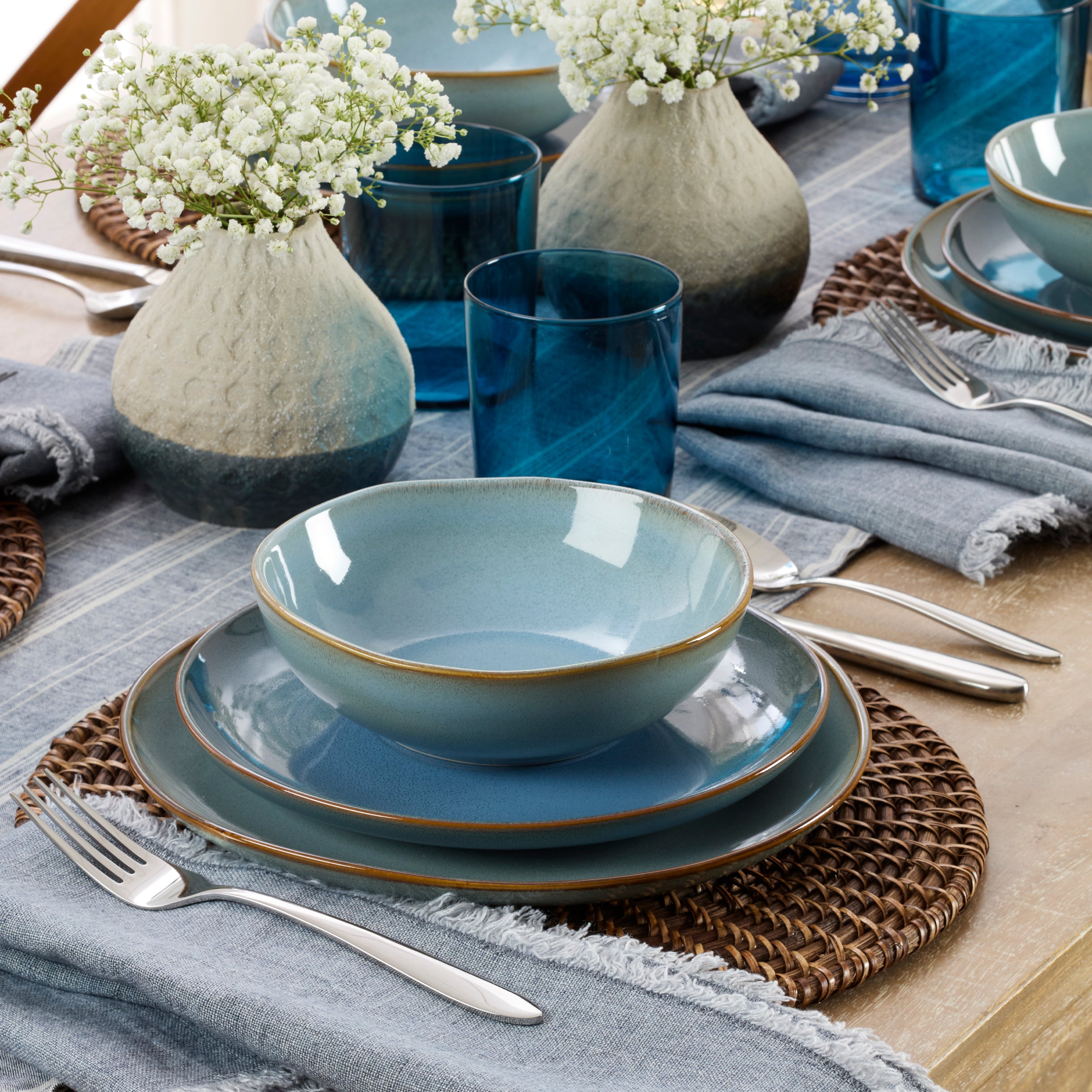 Organic Shades Blue 18 Piece Dinnerware Set - Image 3