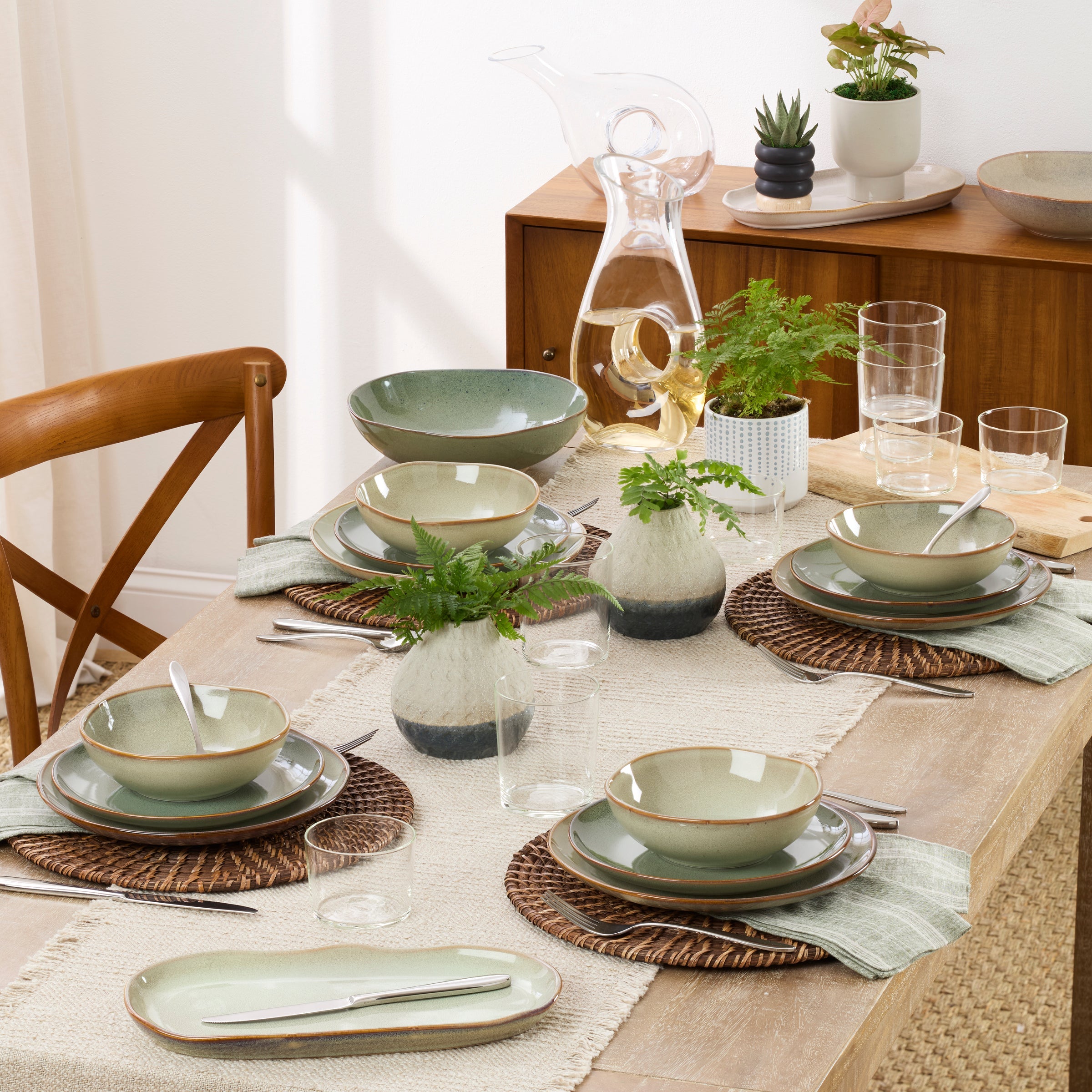 Alternative view of Organic Shades Sage 12 Piece Dinnerware Set