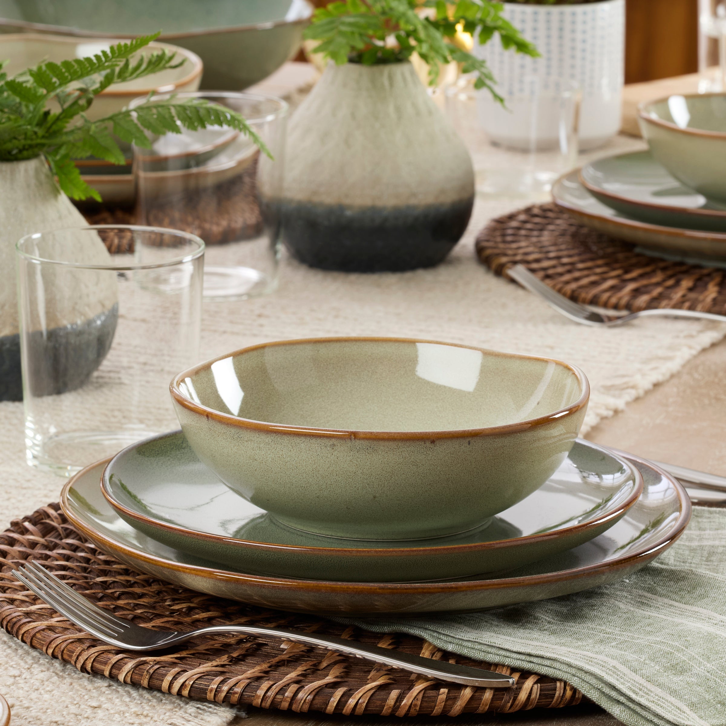 Organic Shades Sage 12 Piece Dinnerware Set - Image 3