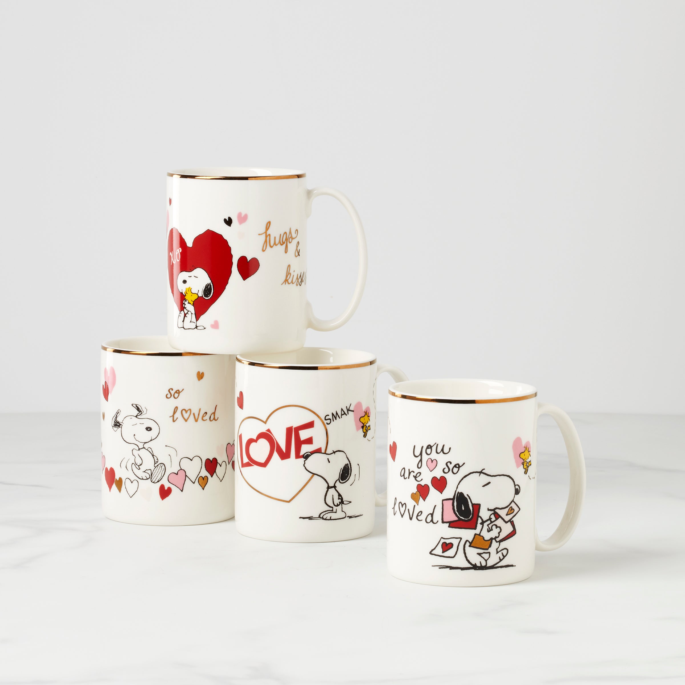 Snoopy Valentine's Day Mugs   Set of 4