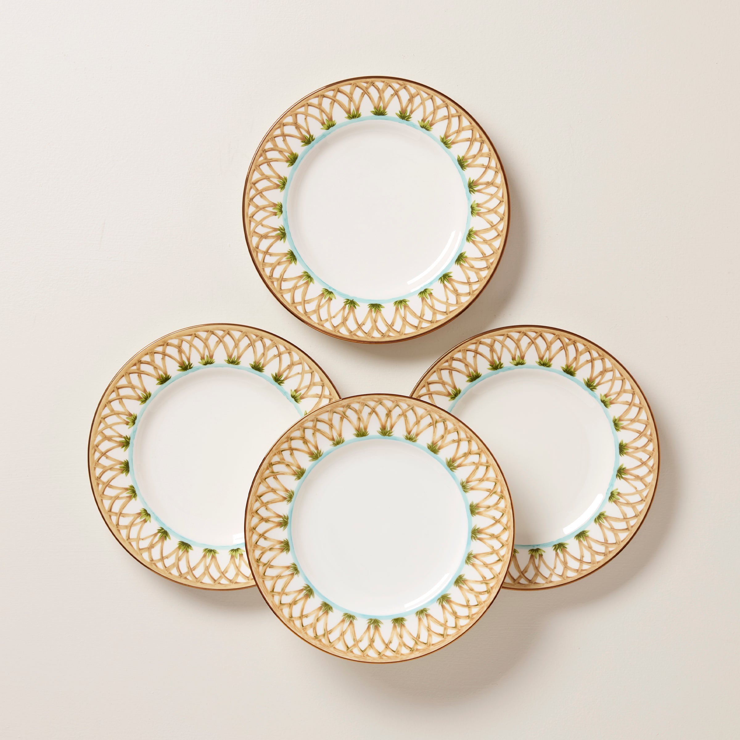 British Colonial Bamboo Accent Plates   Set of 4