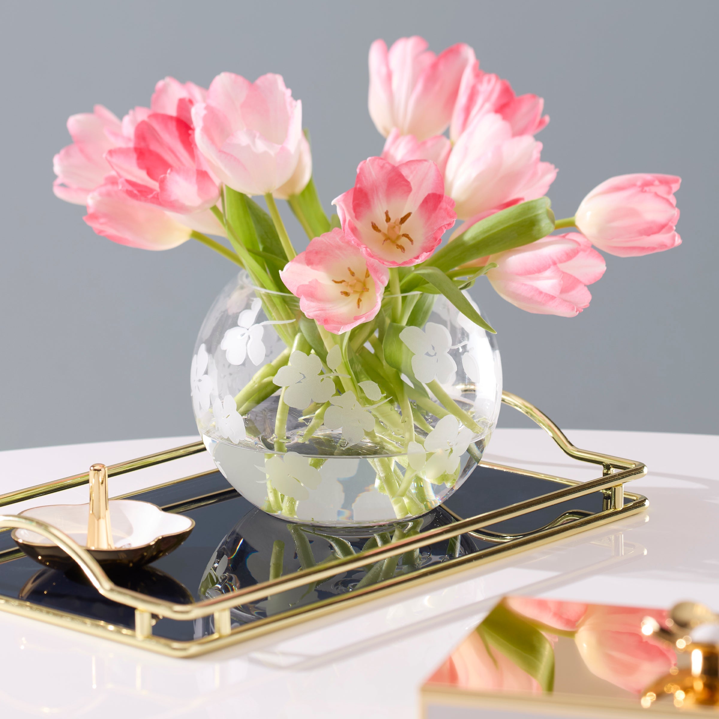 Alternative view of Spring Pansies Glass Petite Rose Bowl