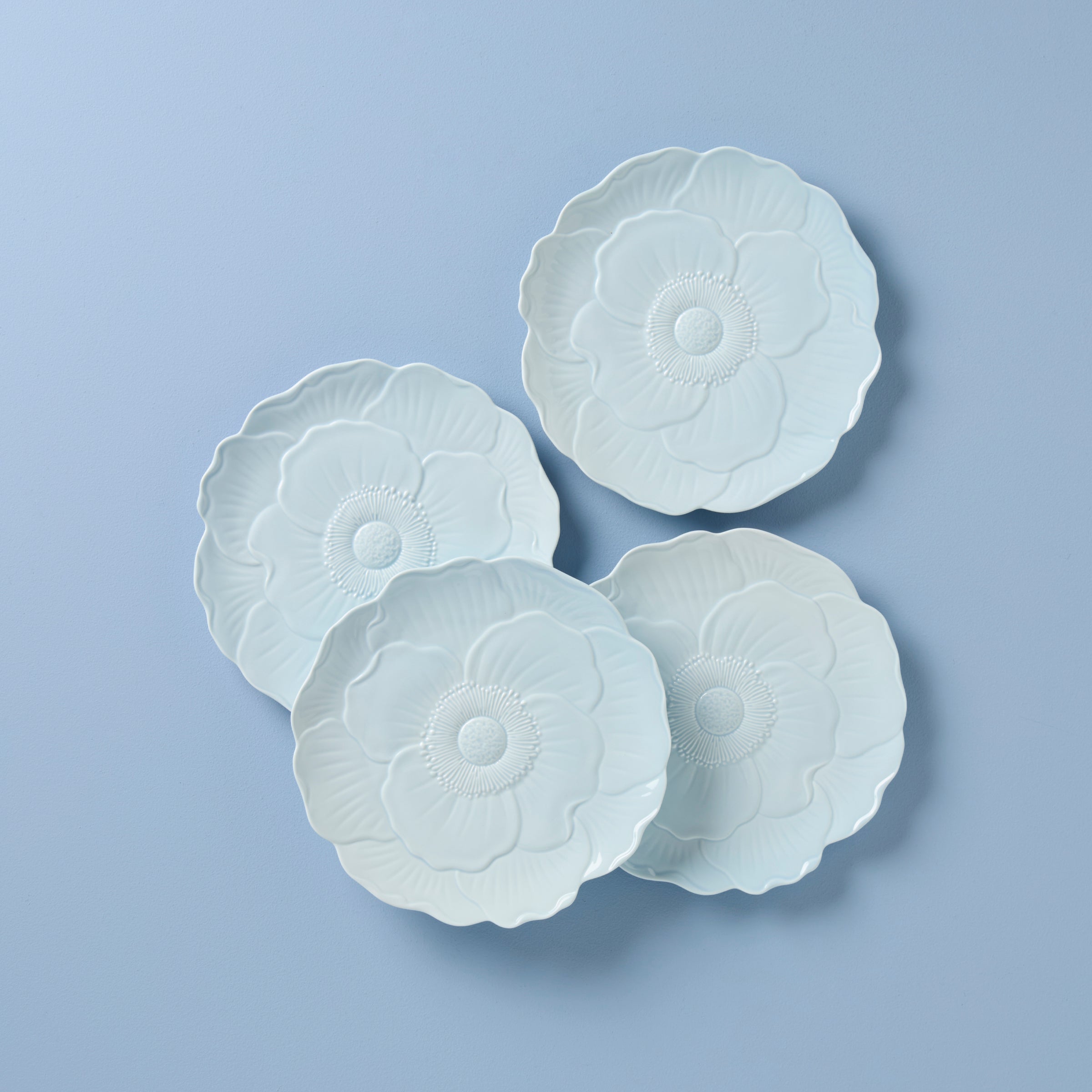 Butterfly Meadow Floral Blue Accent Plates   Set of 4