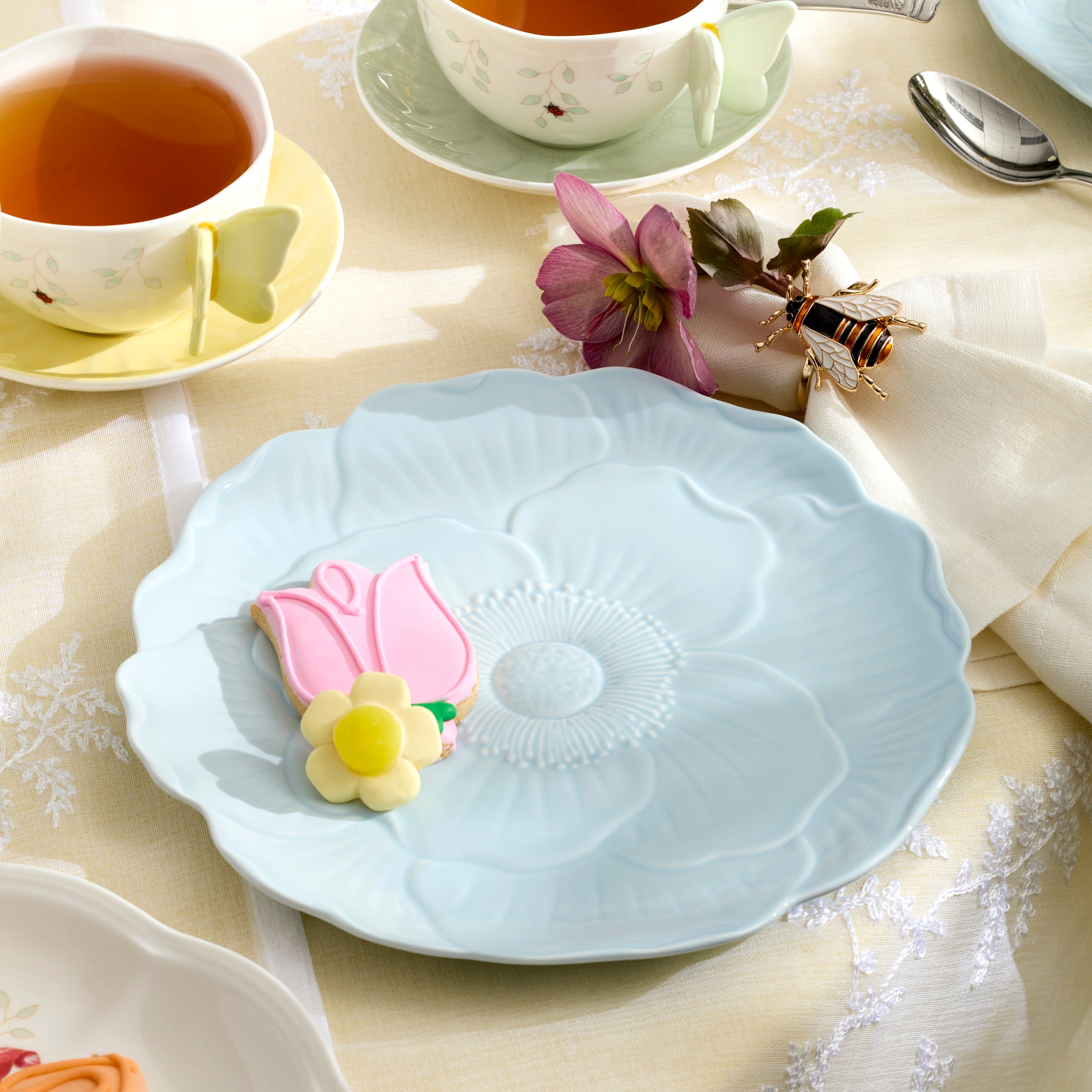 Alternative view of Butterfly Meadow Floral Blue Accent Plates   Set of 4