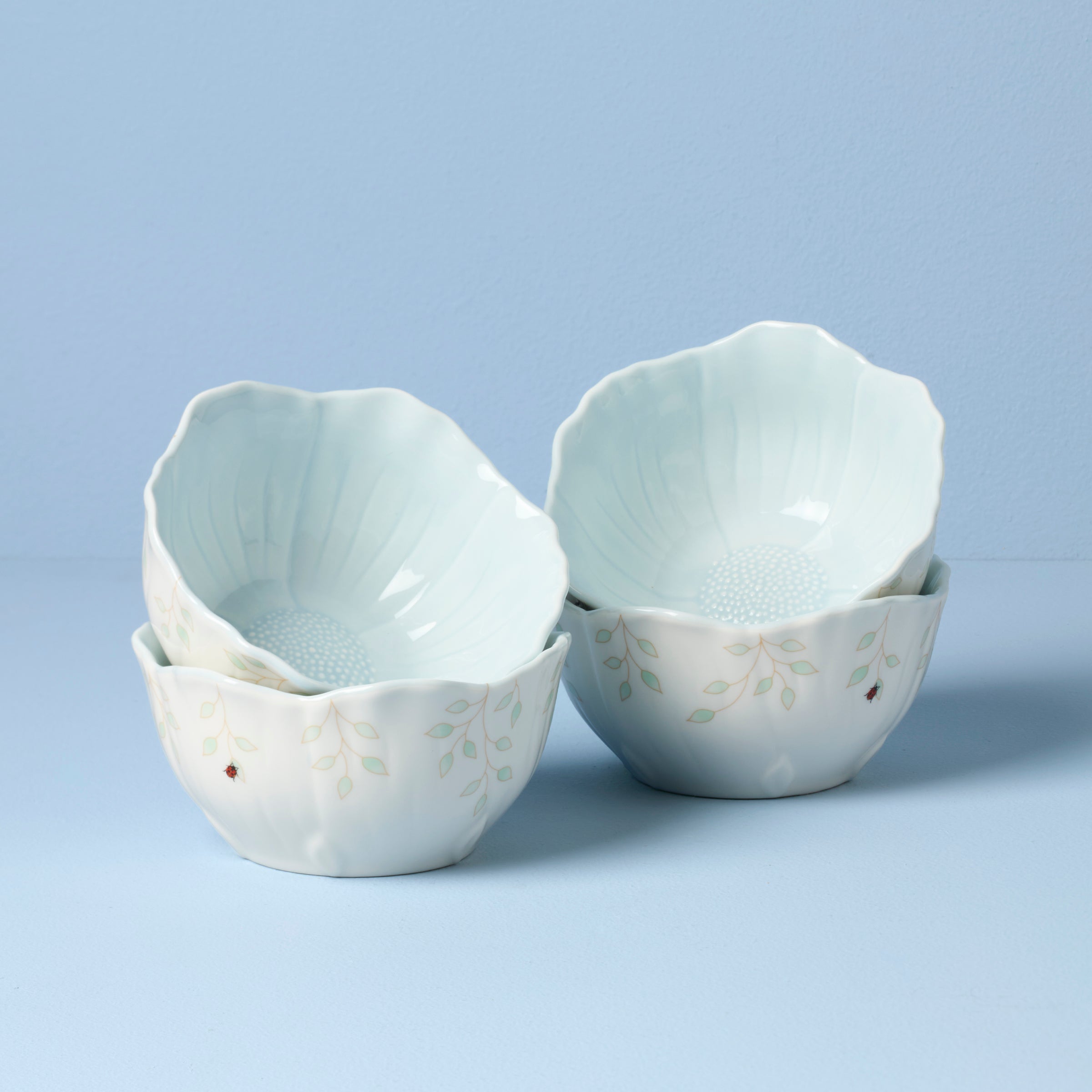 Butterfly Meadow Floral Blue Dessert Bowls   Set of 4