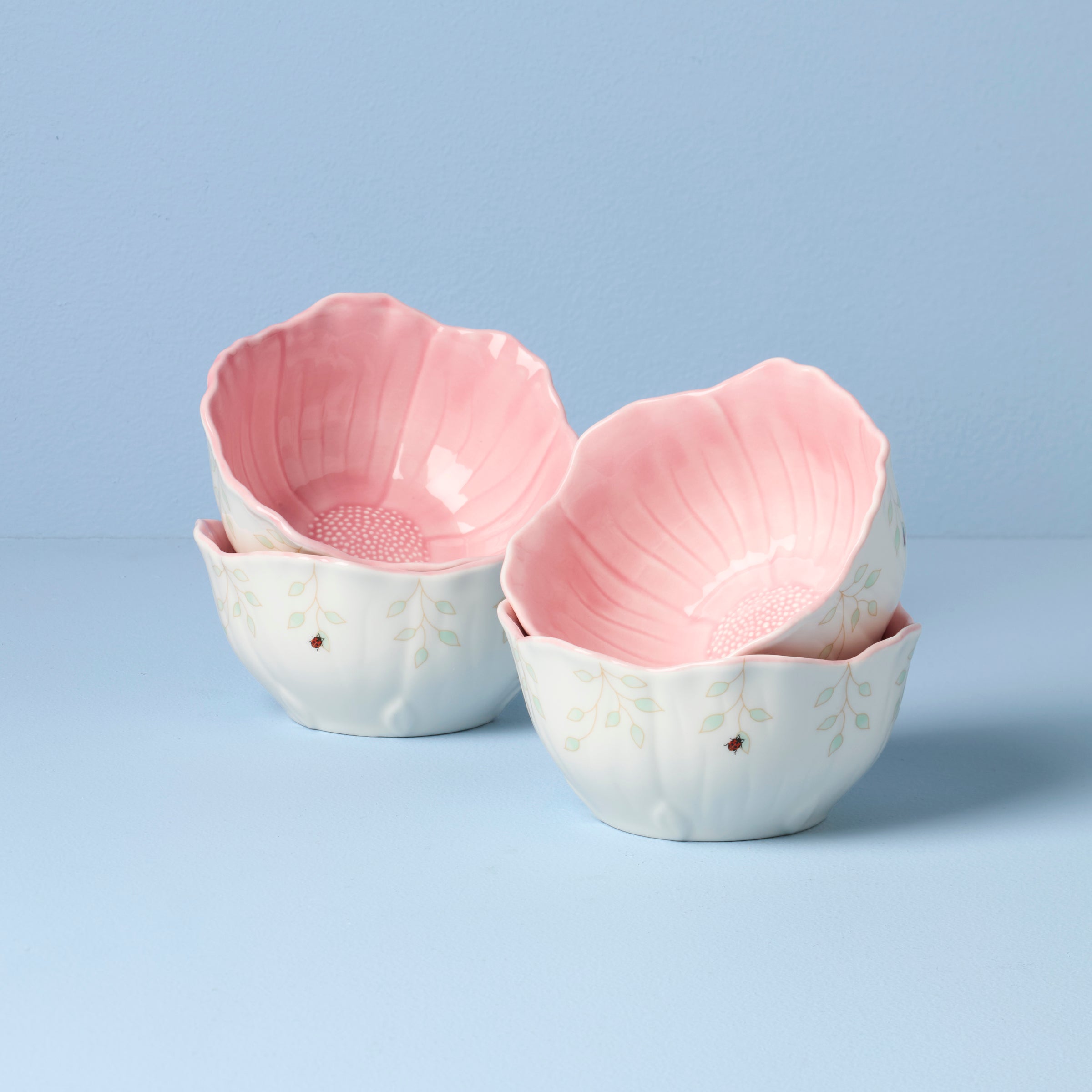 Butterfly Meadow Floral Pink Dessert Bowls   Set of 4