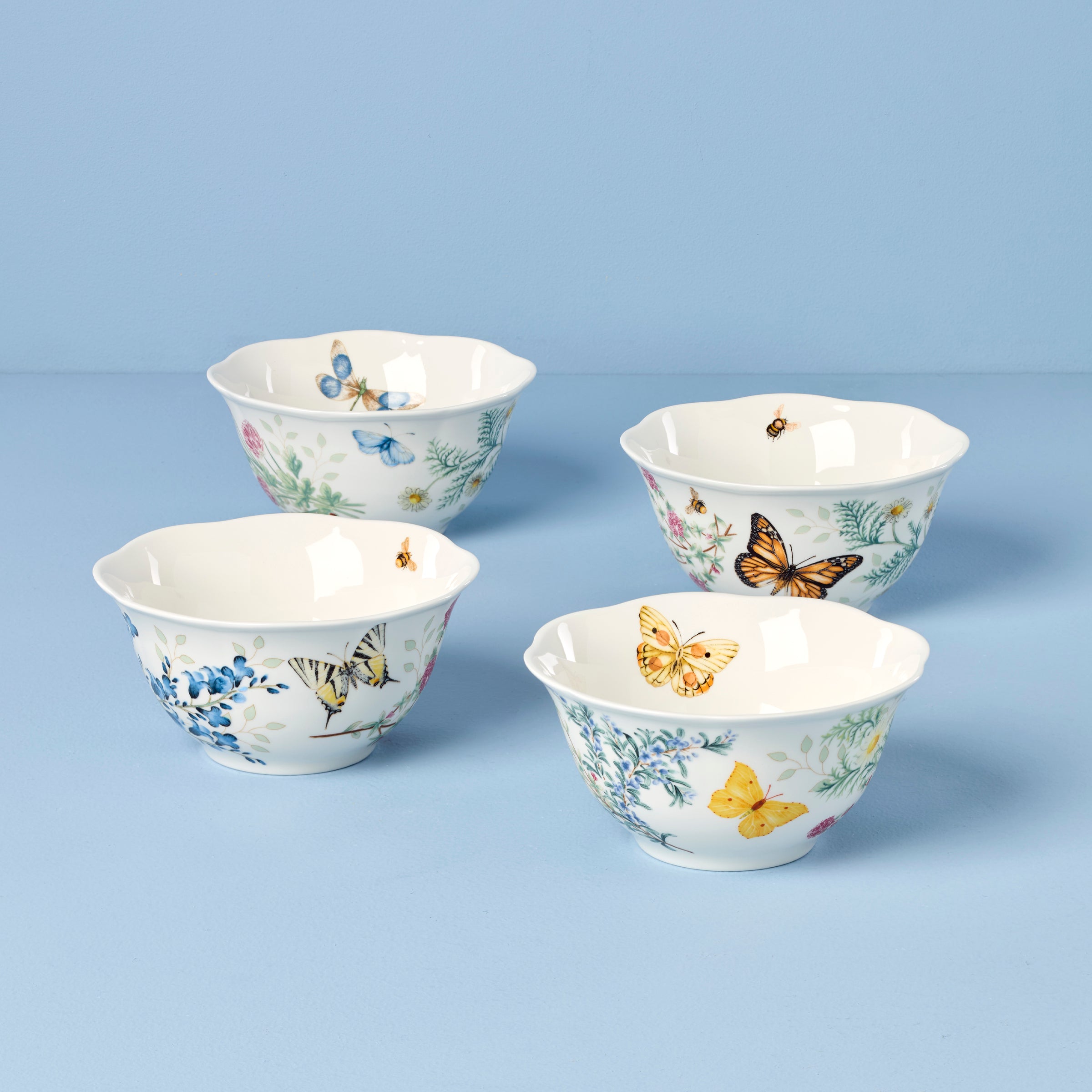 Butterfly Meadow Herbs Rice Bowls   Set of 4