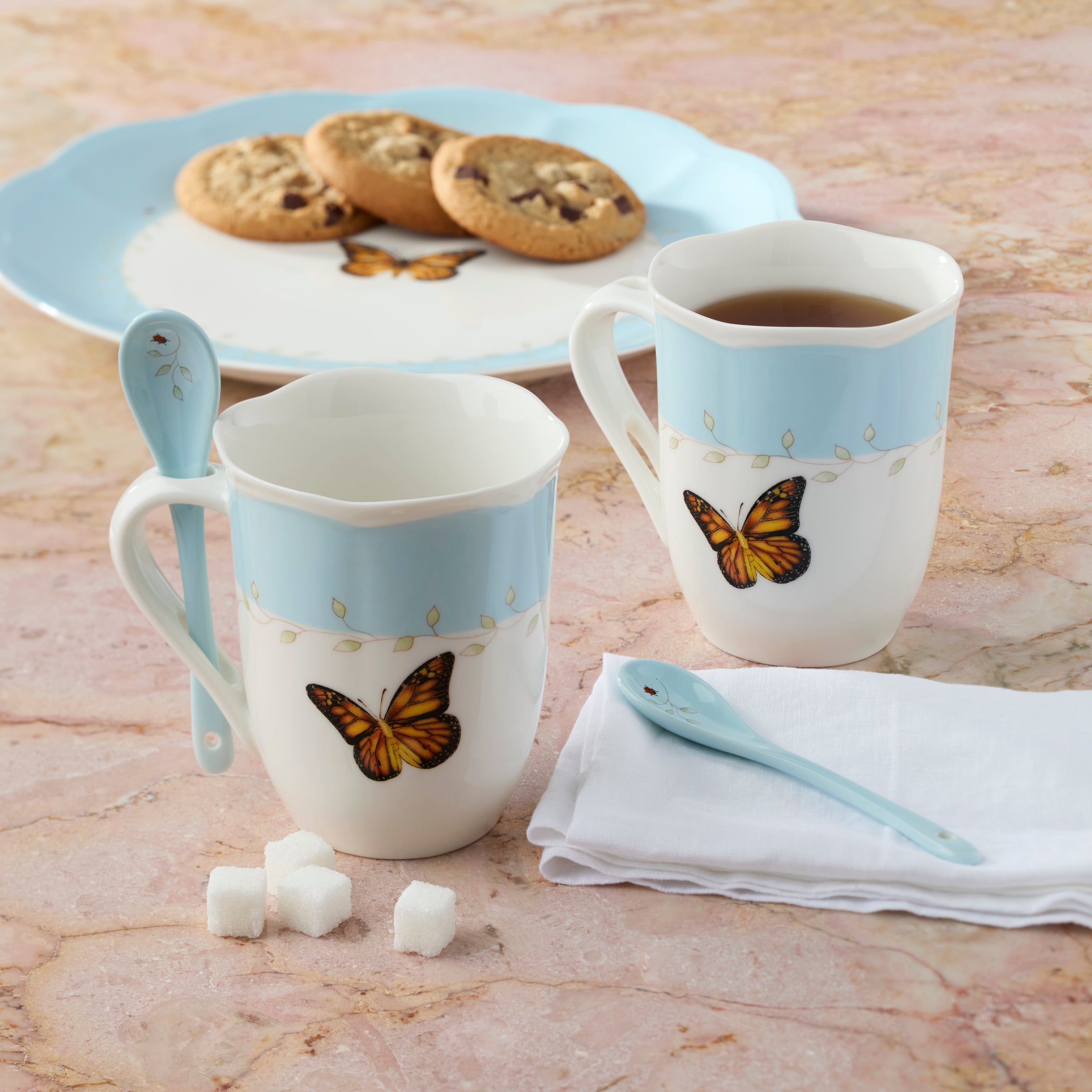 Butterfly Meadow Color Mugs With Spoons Set of 8 - Image 3