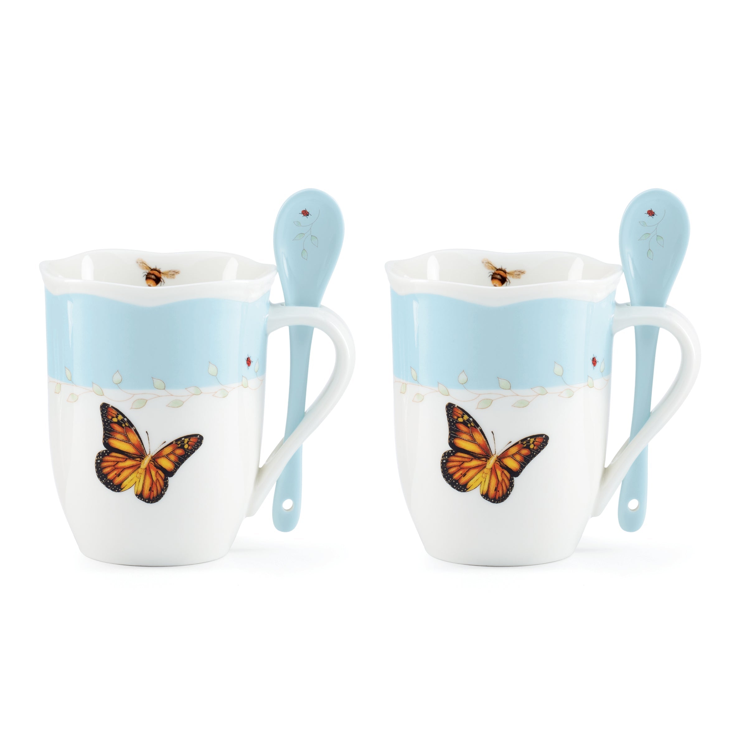 Butterfly Meadow Color Mugs With Spoons Set of 8 - Image 7